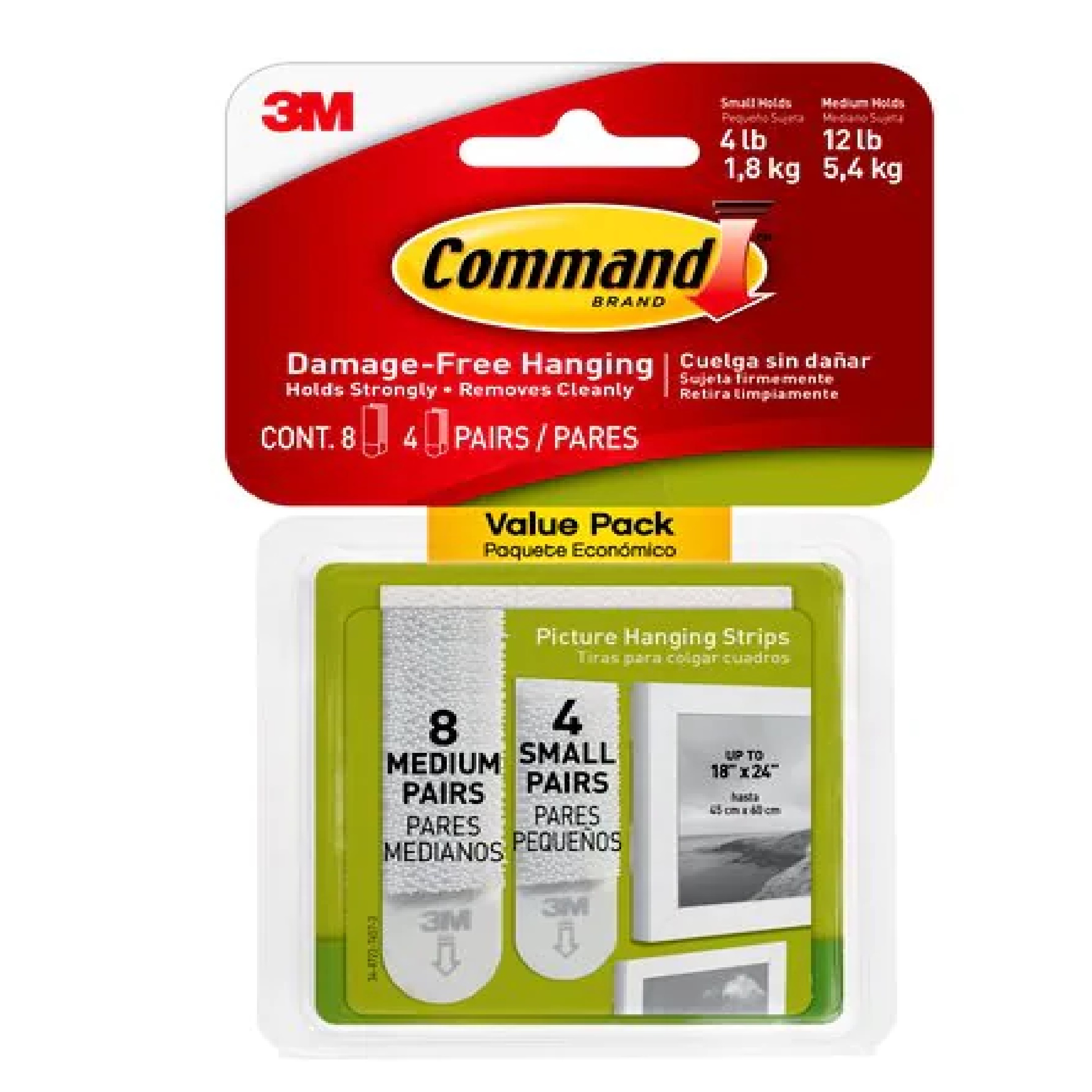 3M COMMAND 17203VP Small & Medium Picture Hanging Strip Value Pack