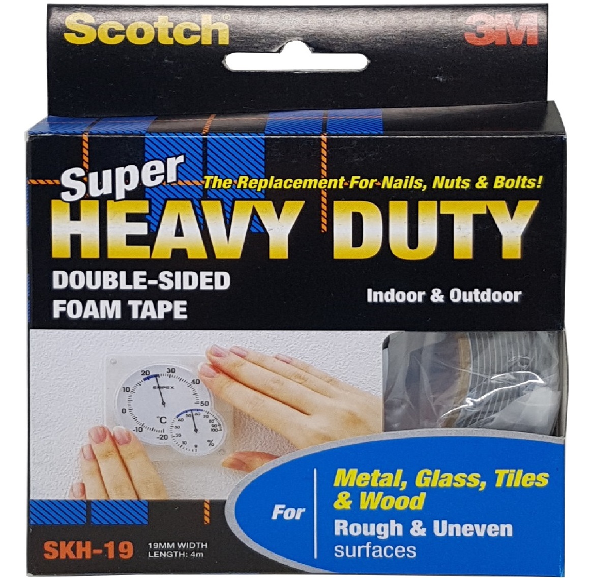 3M Scotch Super Heavy Duty Tape For Rough & Uneven Surfaces - Metal Glass Tiles Wood 19MM X 4M
