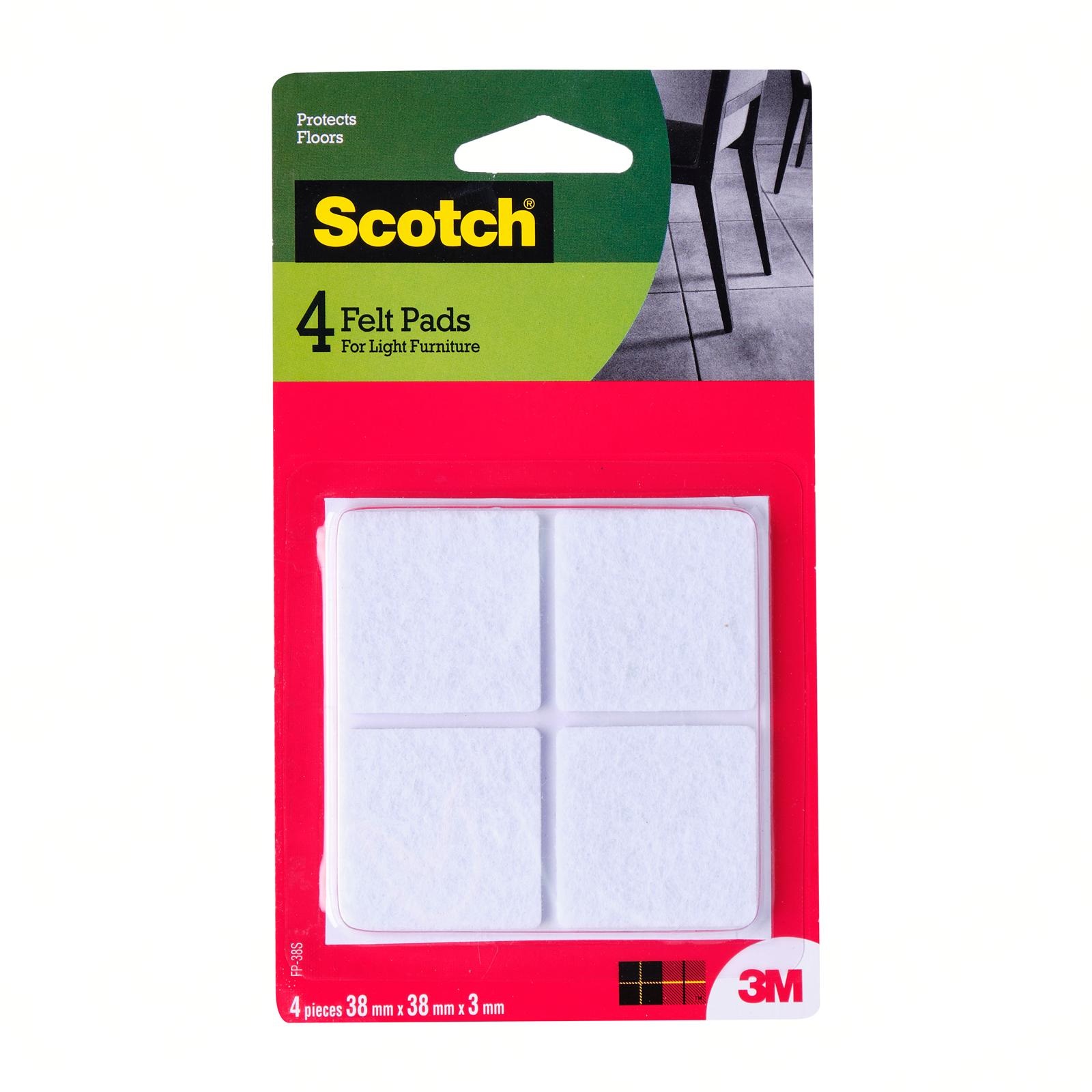 3M Scotch Felt Pad Square 38MM X 38MM 4PC/Pack