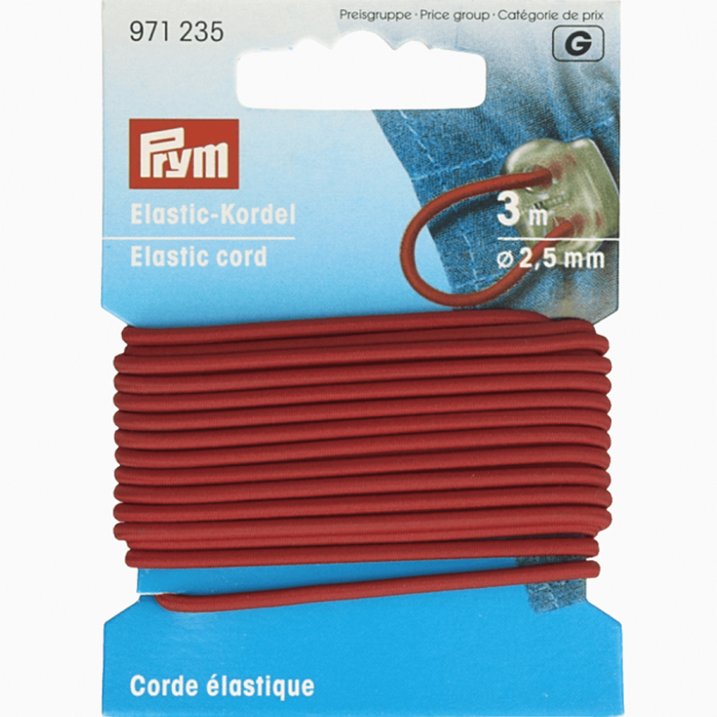 PRYM 971235 Red Elastic Cord 2.5mm