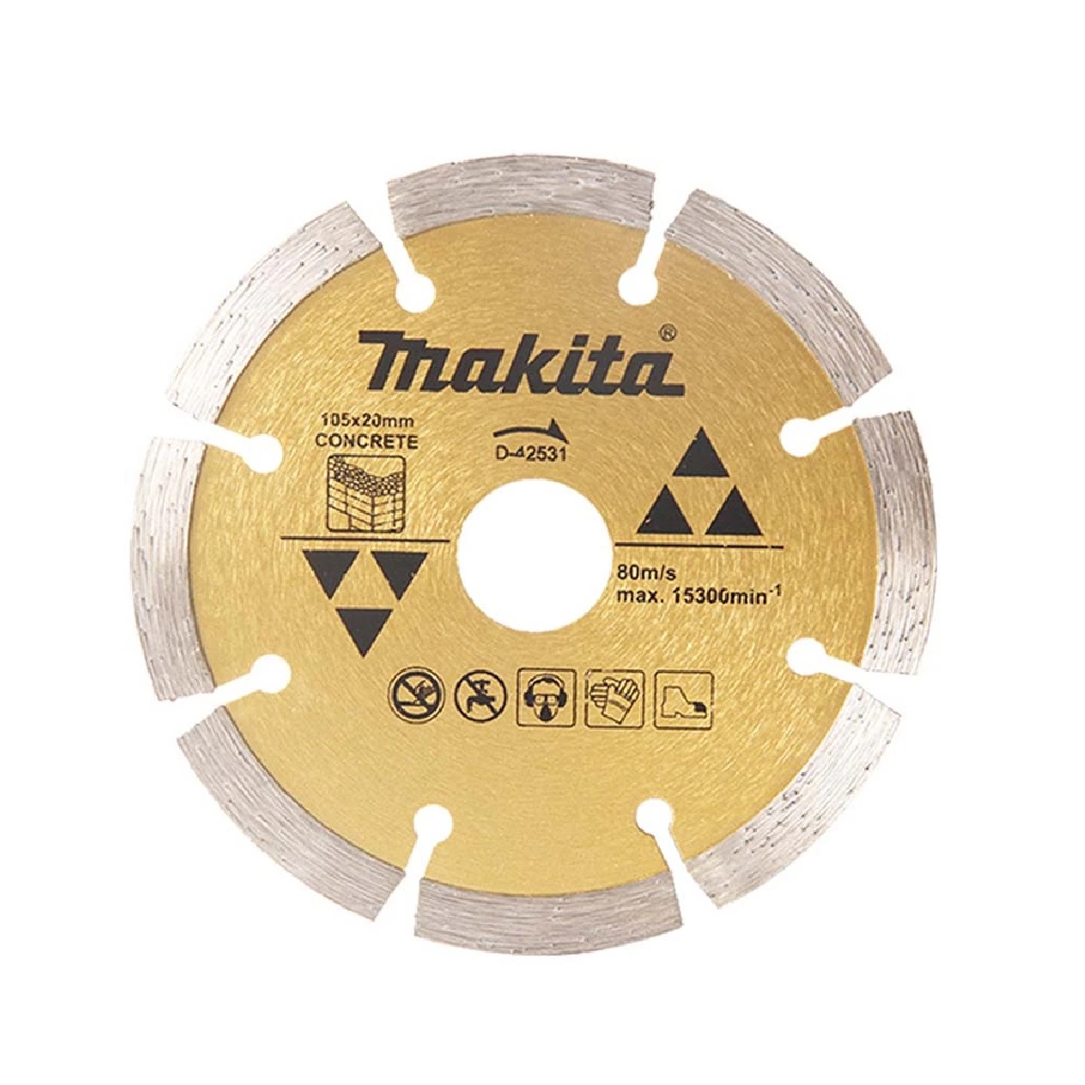 Makita D-42531 Dry Segmented Diamond Wheel 105MM X 20MM For Concrete & Ceramics