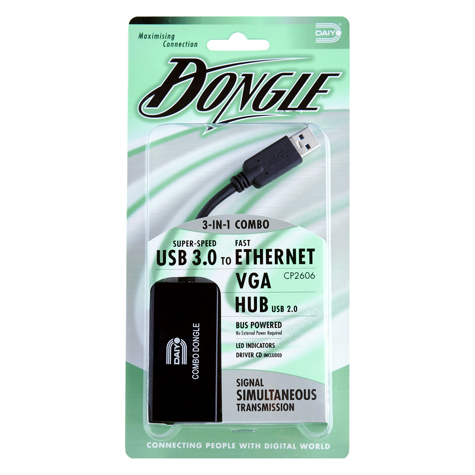 Daiyo USB 3.0 To 3-IN-1 Combo Dongle Fast Lan + USB 2.0 + VGA