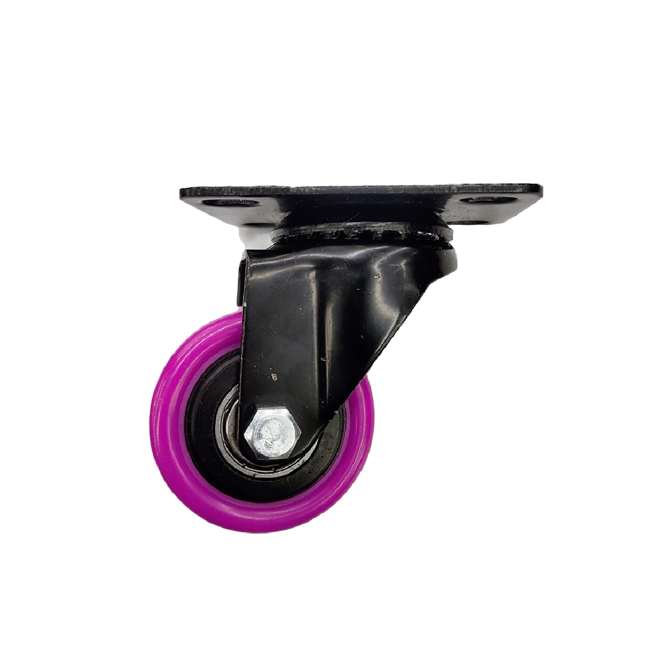 Purple PU Nylon Castor Wheel With Brakes (Swivel Base)