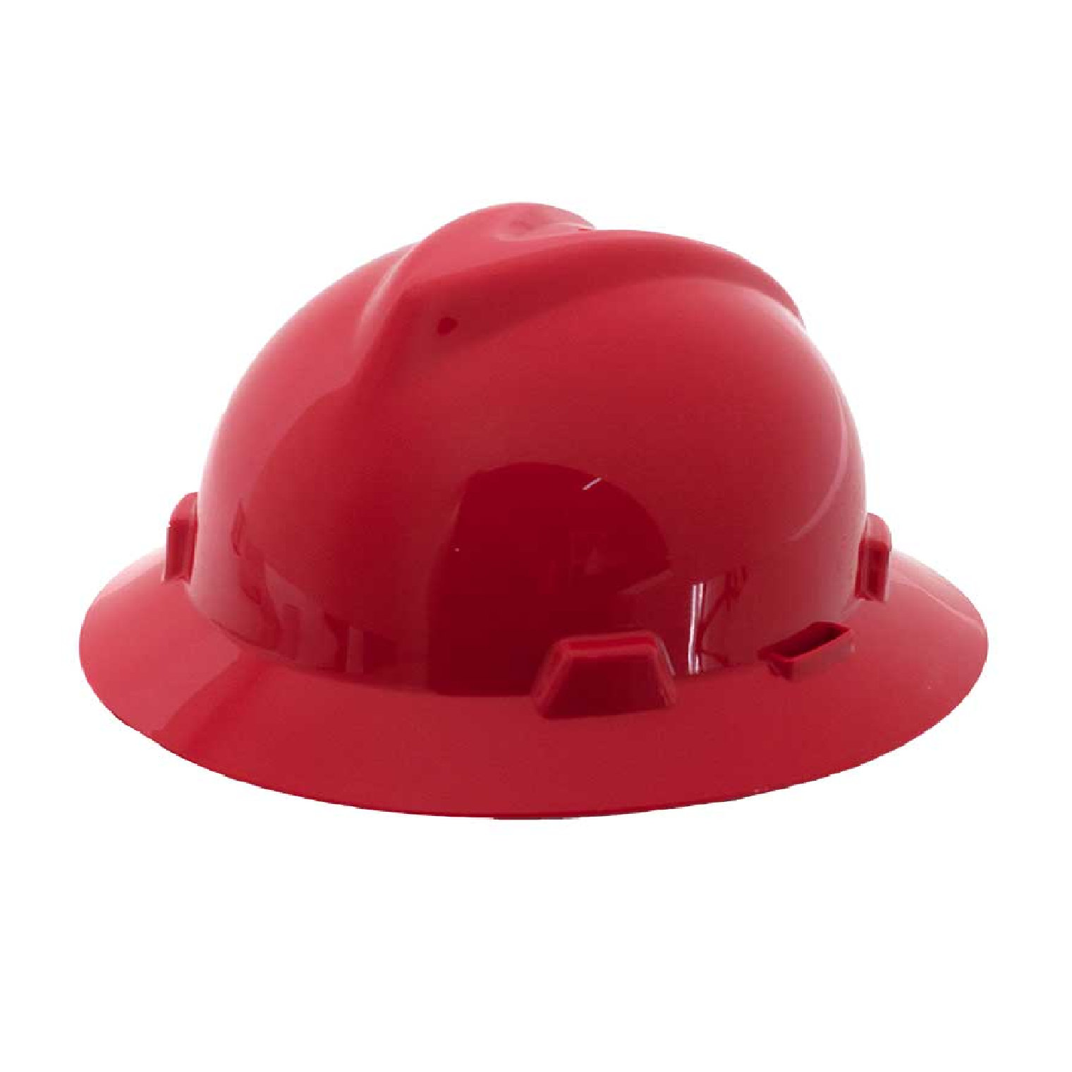MSA USA FULL BRIM V-GARD, Red Hard Hat (FAS-TRAC Ratchet Suspension)