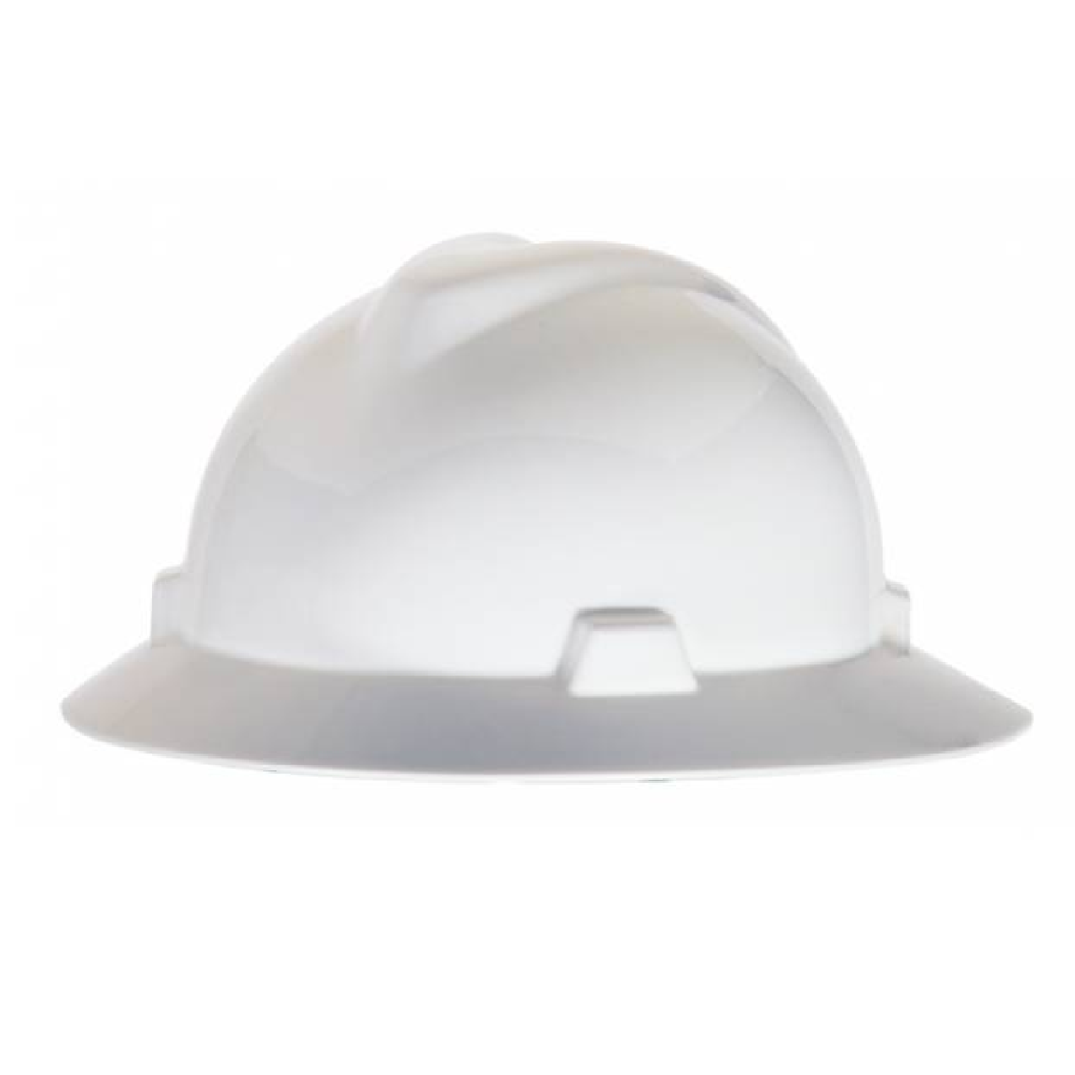 MSA USA FULL BRIM V-GARD, WHITE Hard Hat (FAS-TRAC Ratchet Suspension)