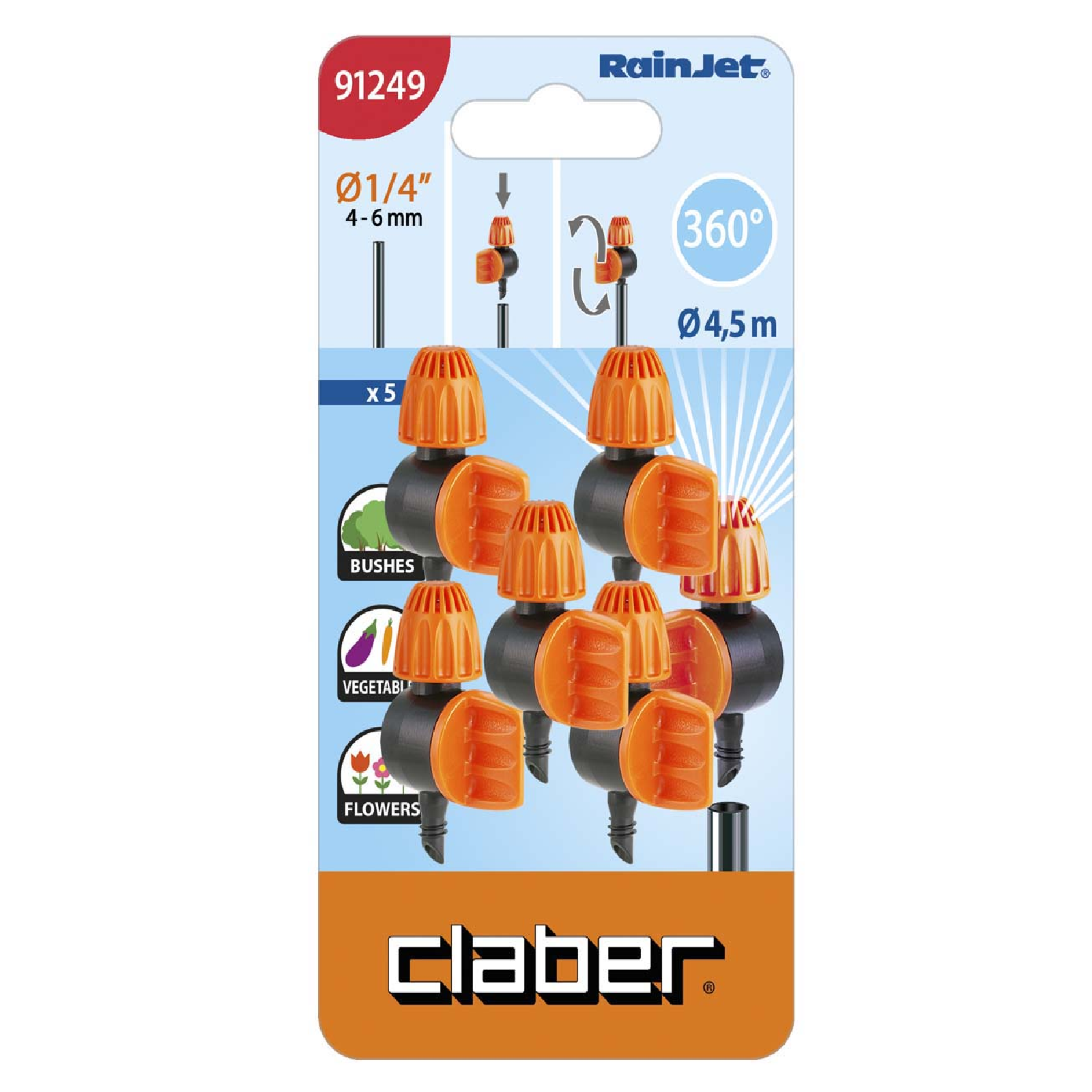 Claber 91249 Adjustable 360 DEG Micro Sprinkler 5PC/Pack