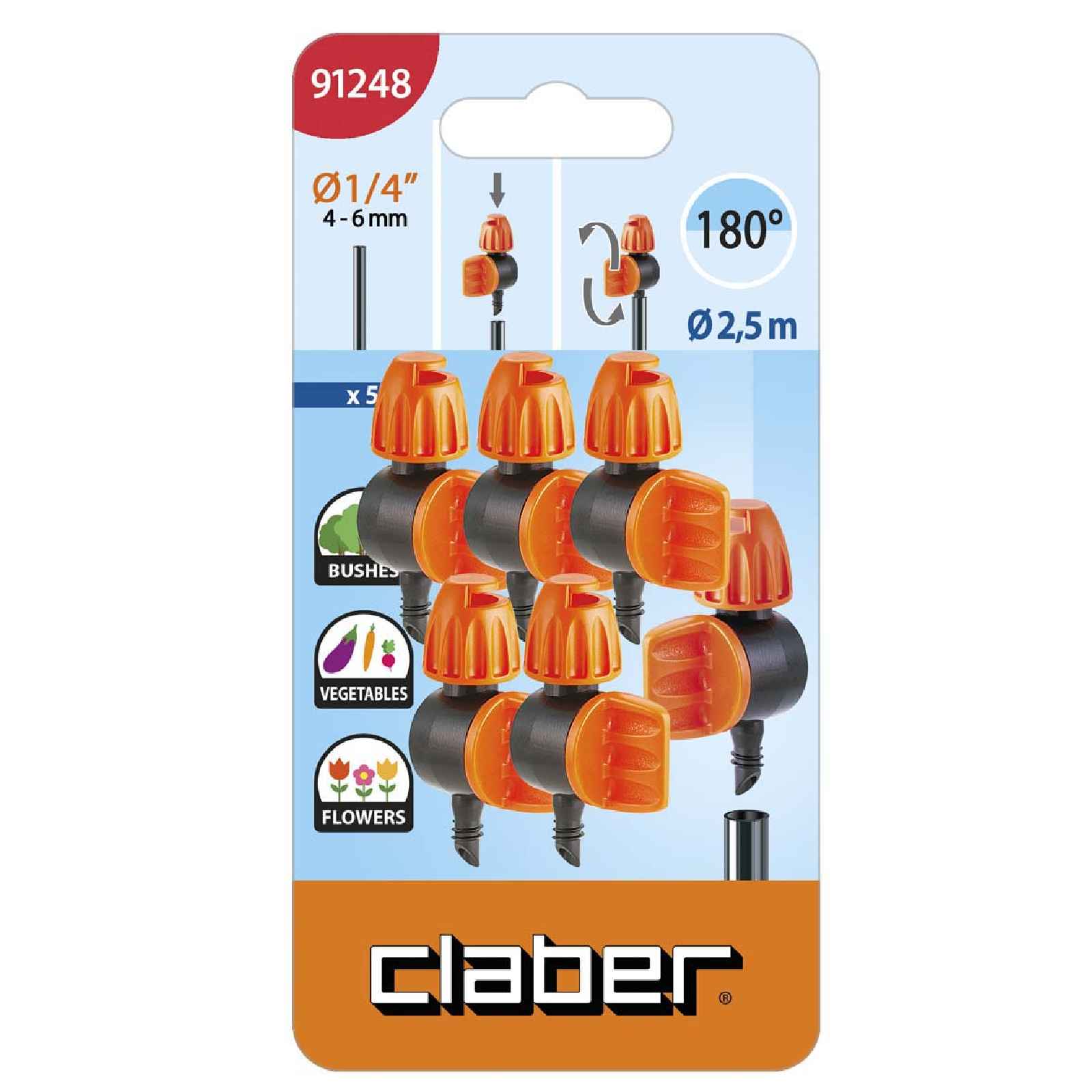 Claber 91248 Adjustable 180 DEG MICRO Sprinklers 5PC/Pack
