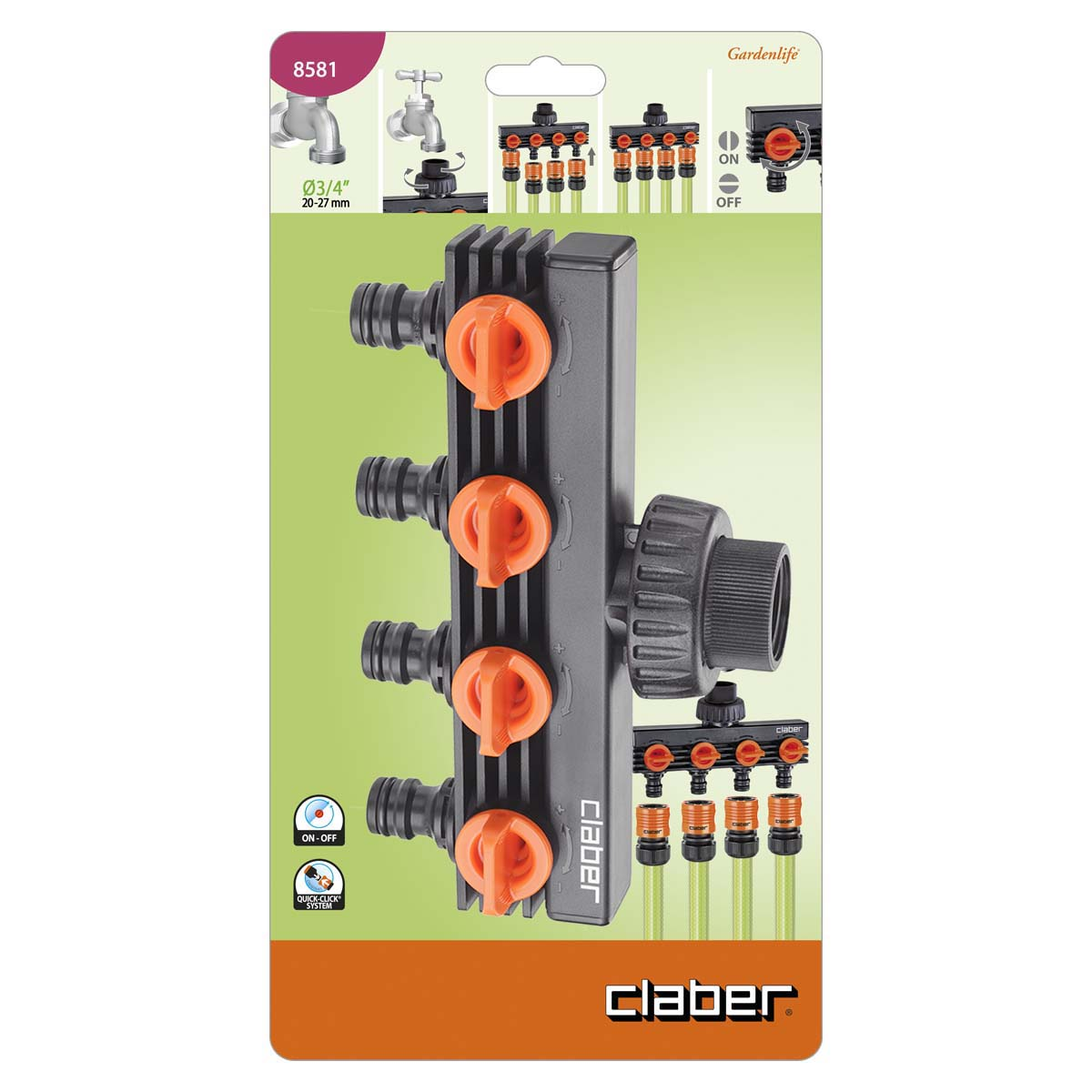 Claber 8581, 4 OUTLETS Distributor