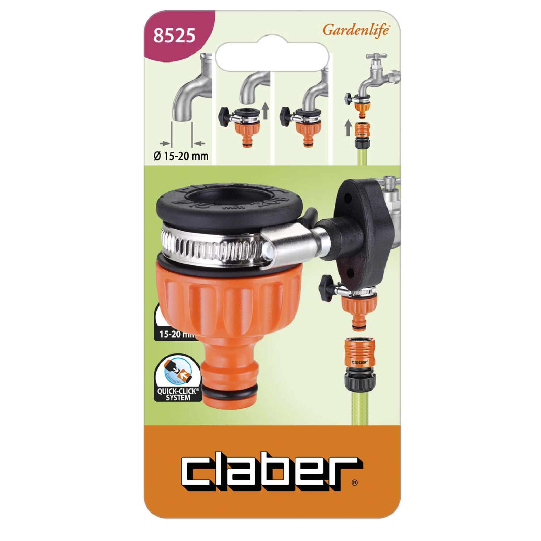 Claber Smooth Tap Connector With Metal Clip Fastener 8525