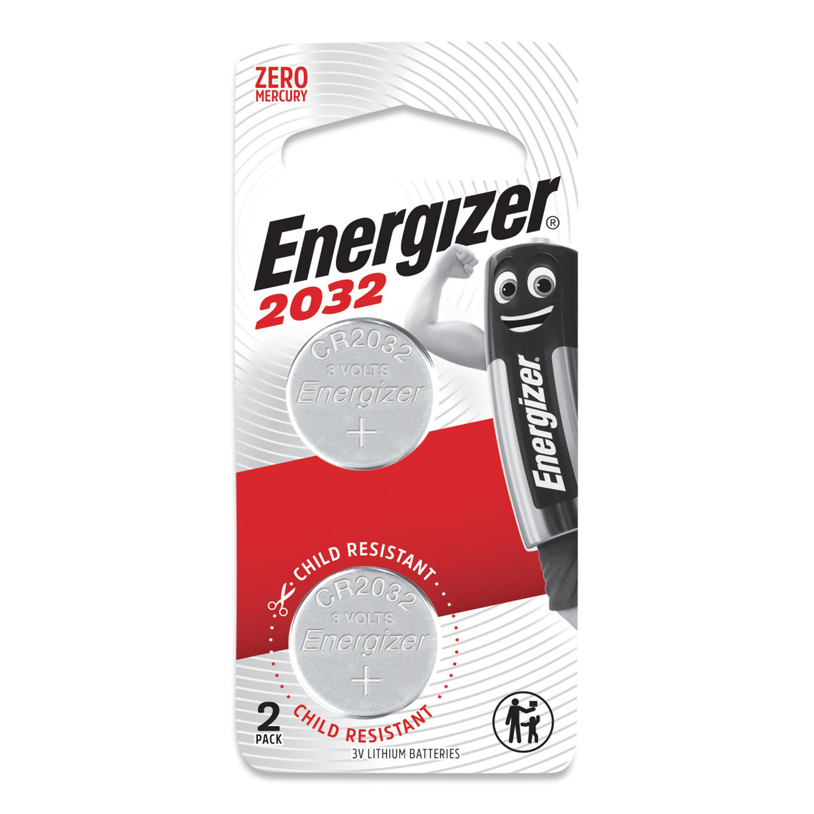 Energizer 3V Lithium Coin Battery CR2032, 2PC/Card