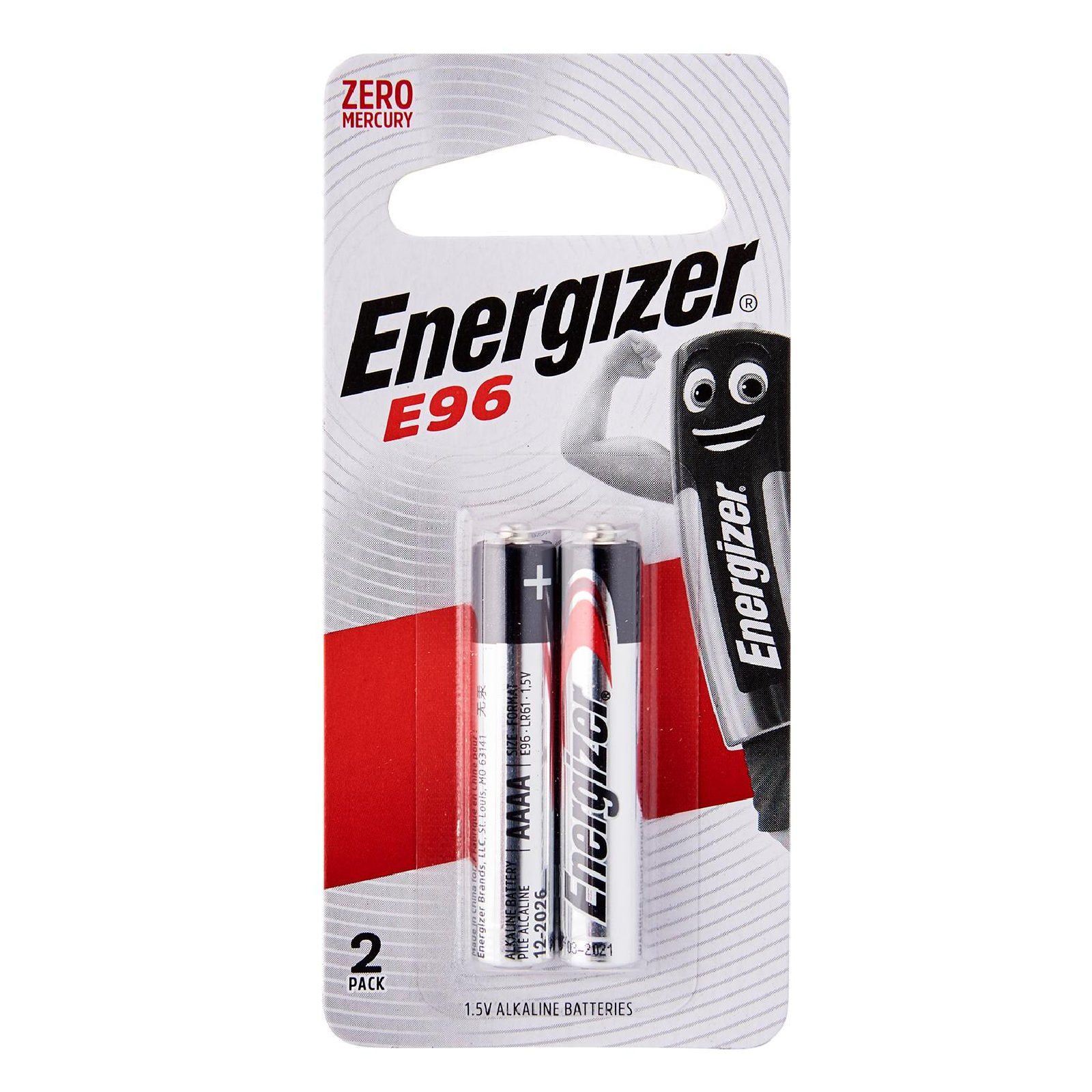 Energizer Alkaline E96 BP2 AAAA Batteries, 2PC/Pack