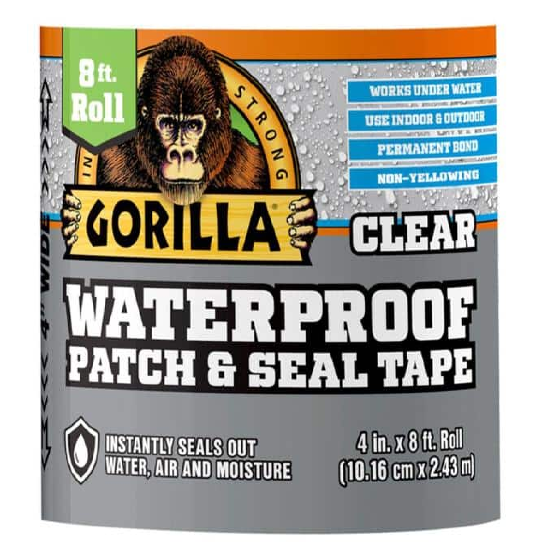 Gorilla Clear Waterproof PATCH & SEAL UNDER WATER Tape 4" X 8FT (100MM X 2.4M) 107261 INDOOR OUTDOOR