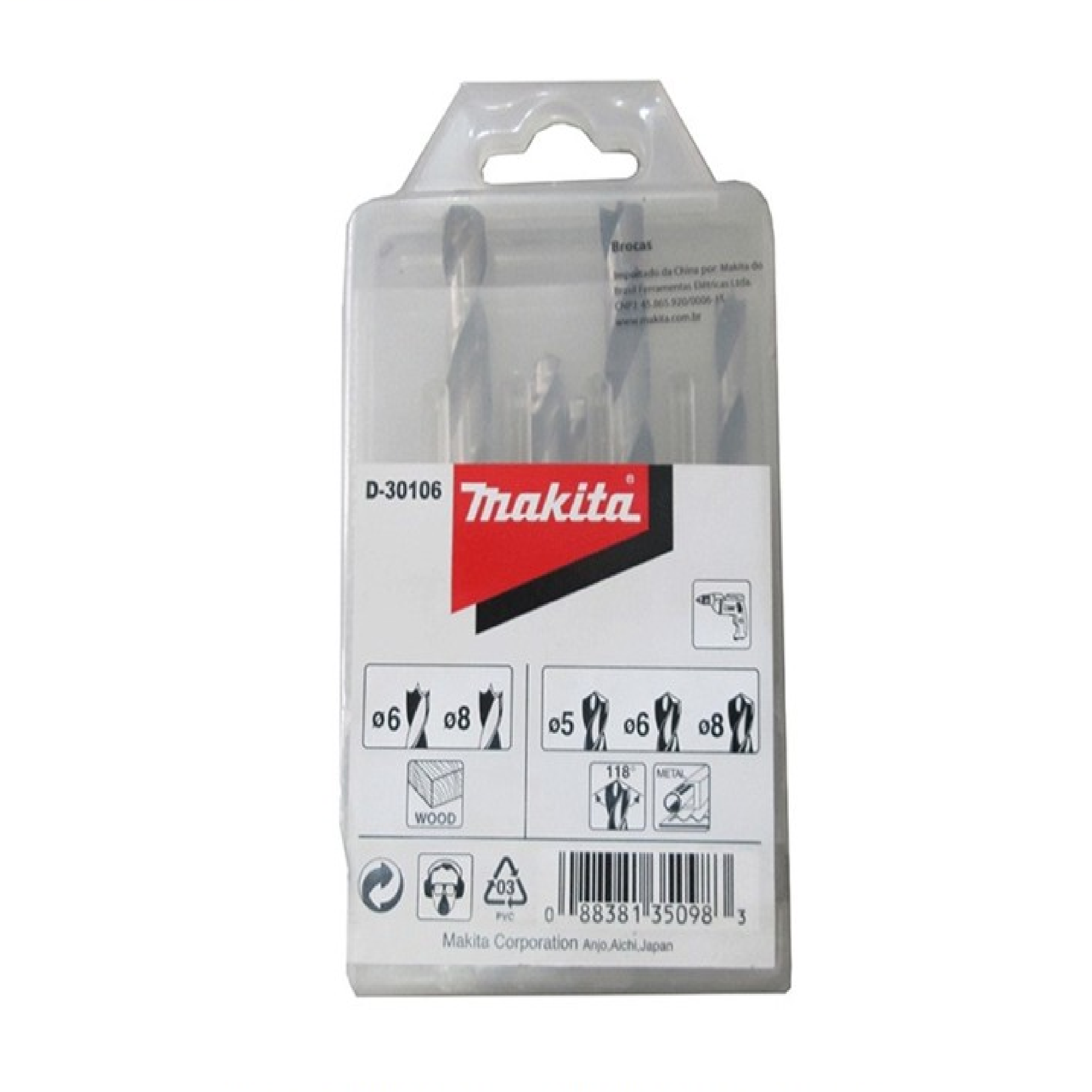 Makita D-30106 HSS Drill Bit Set For Wood And Metal 5PC/PACK