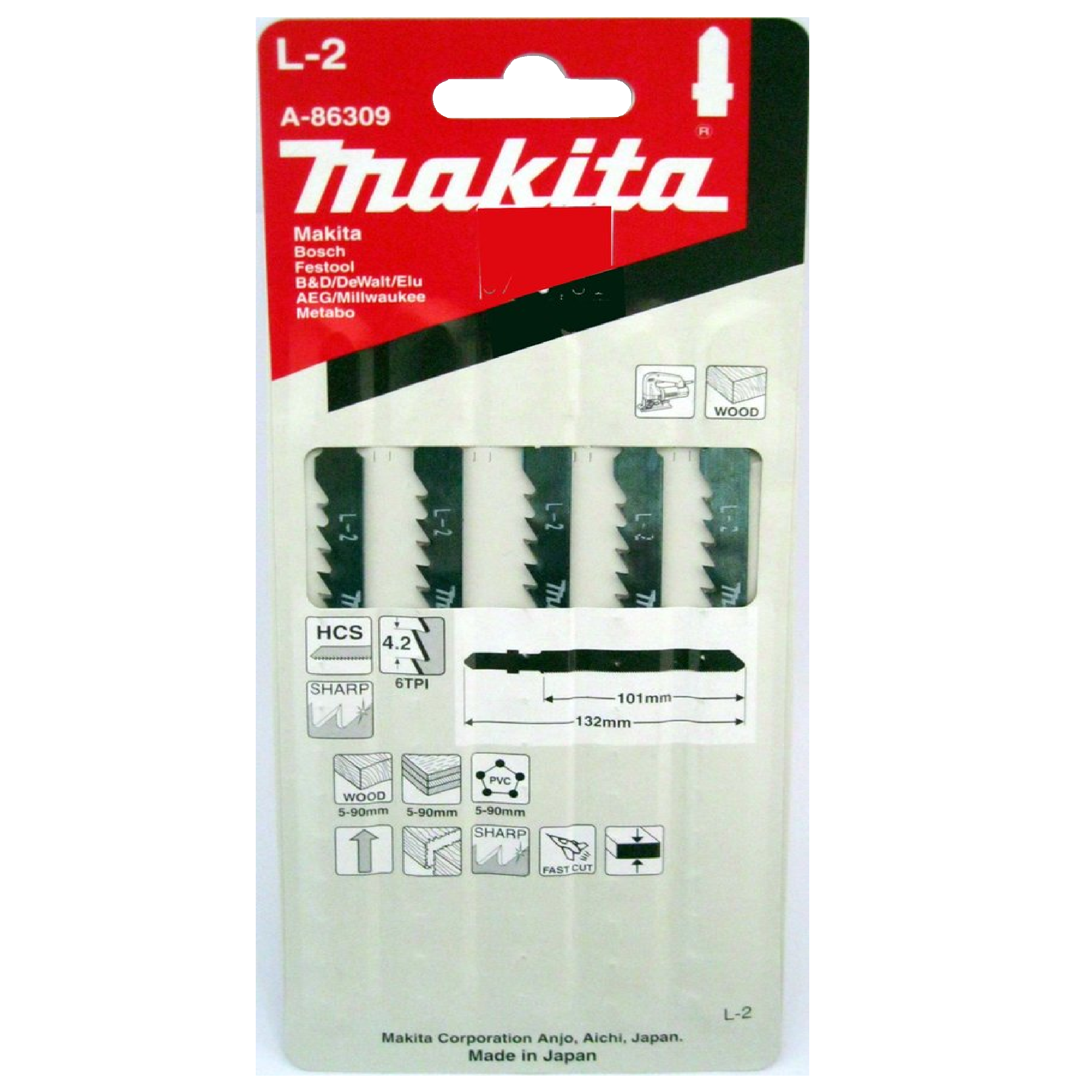 Makita A-86309 L-2 LONG Blades For Jigsaw 5PC/Pack