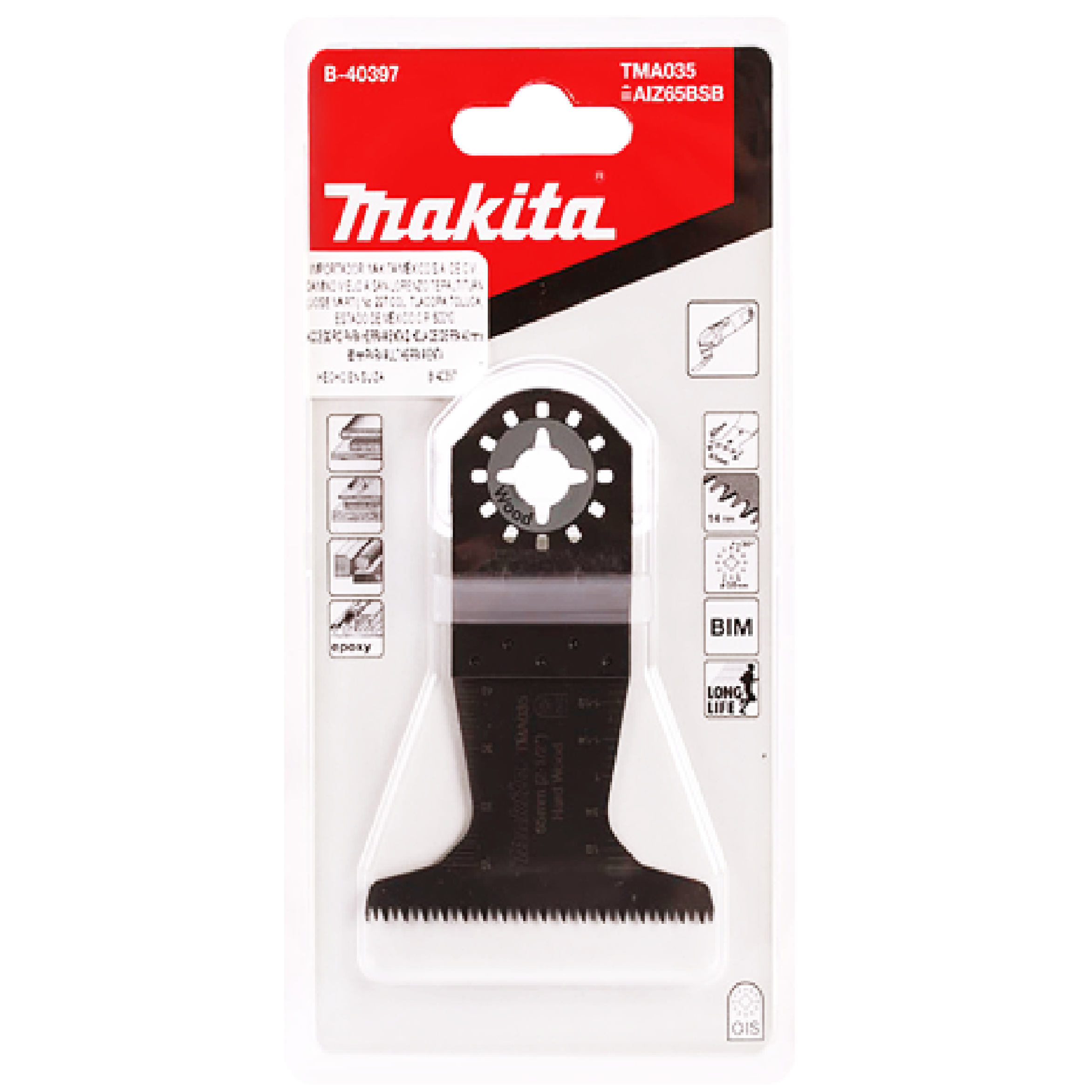 Makita B40397 BIMETAL Wood & Plastic Cutting MultiTool Blade TMA035