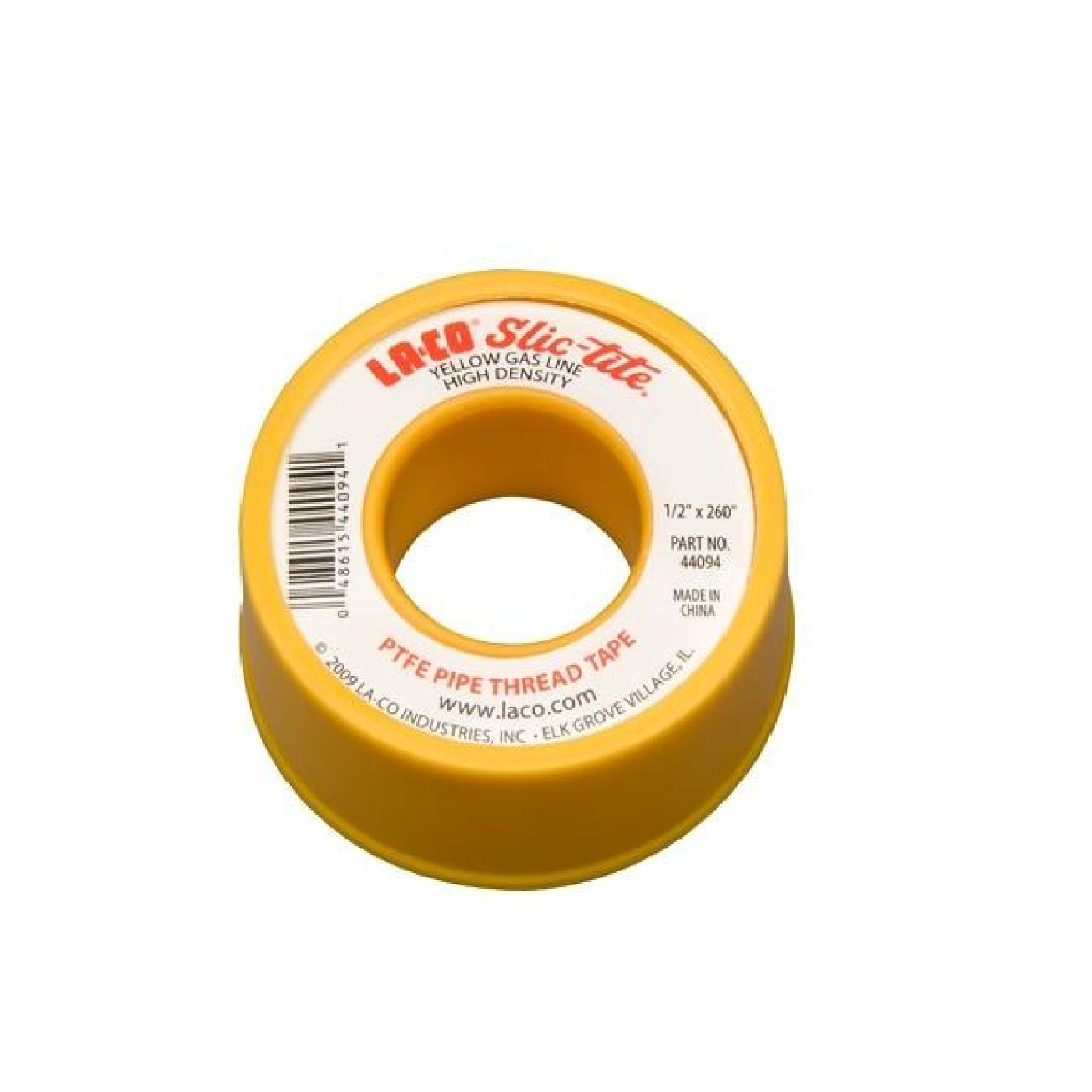 LACO 44094 SLIC-TITE PTFE Gas Line Pipe Thread Tape 12" x 260" Premium Grade