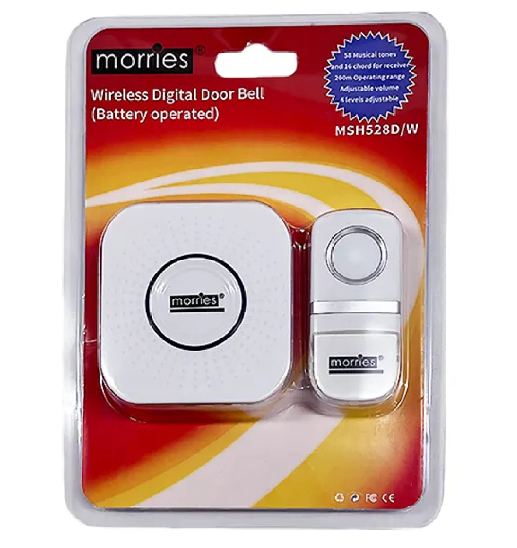 Morries Wireless Digital Doorbell (Battery Operated) MSH528D/W