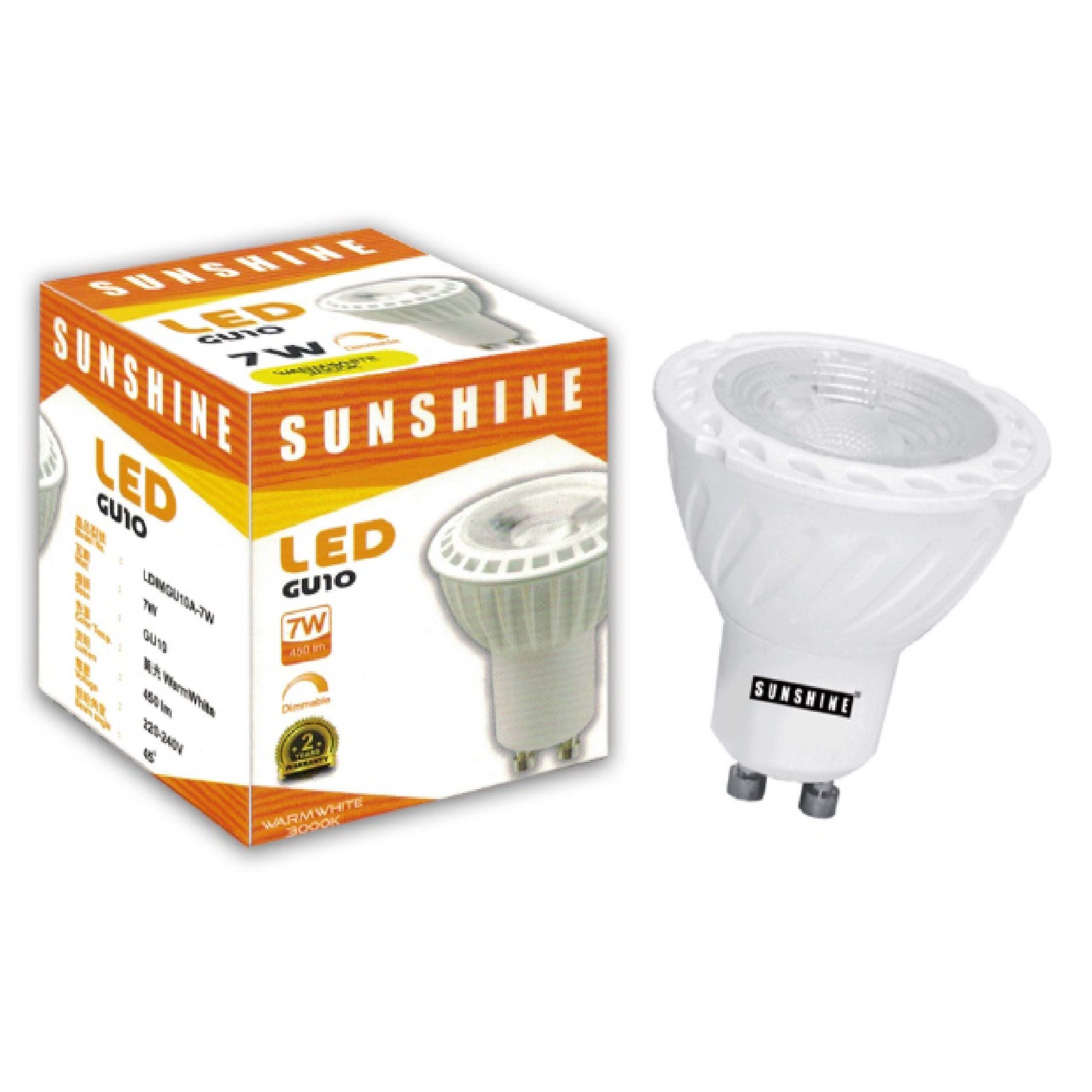 Sunshine LED 7W GU10 220V-240V DIMMABLE Warm White