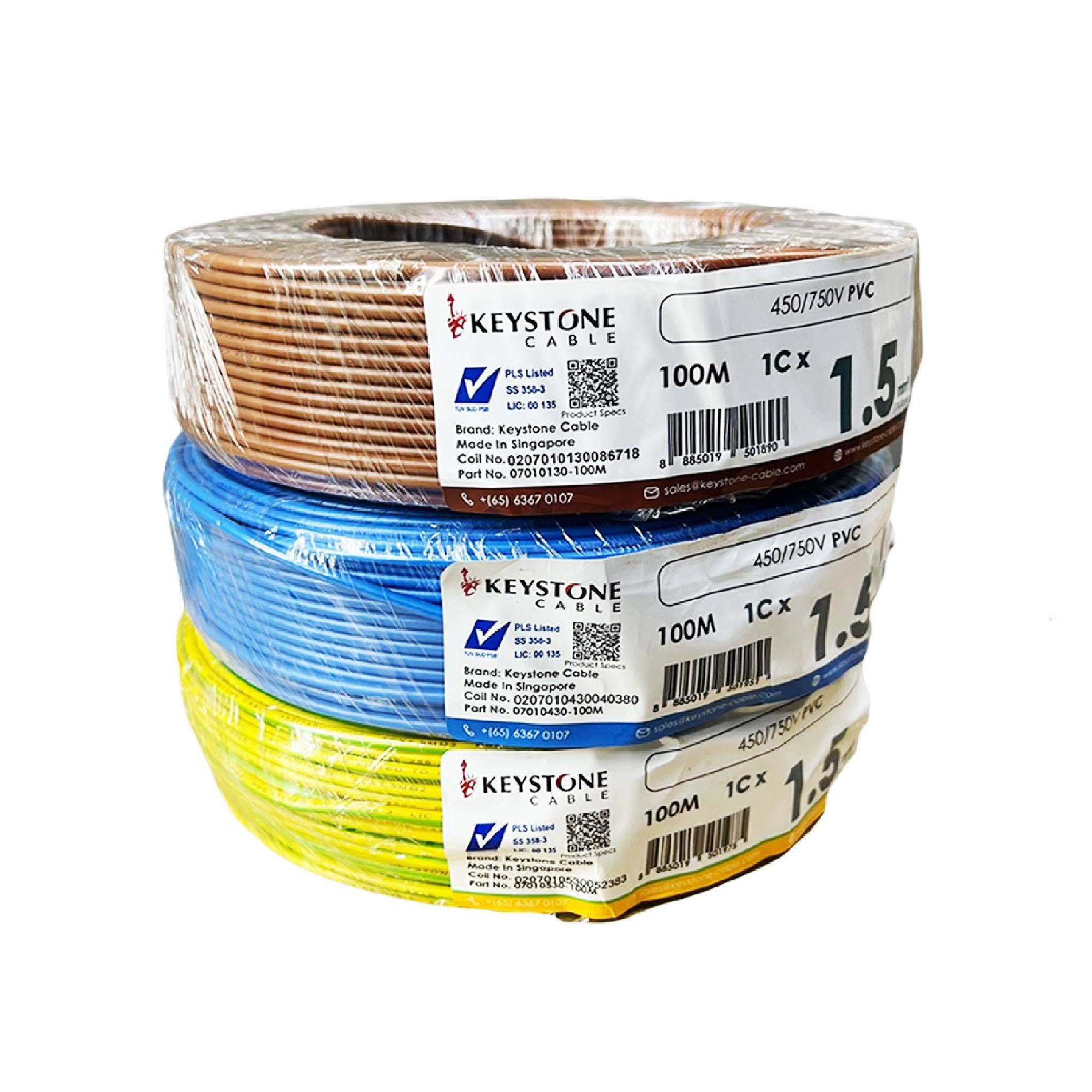 KEYSTONE PVC Insulated Non-Sheathed Cable 1.5mm2 (7/0.53mm) X 100Metres
