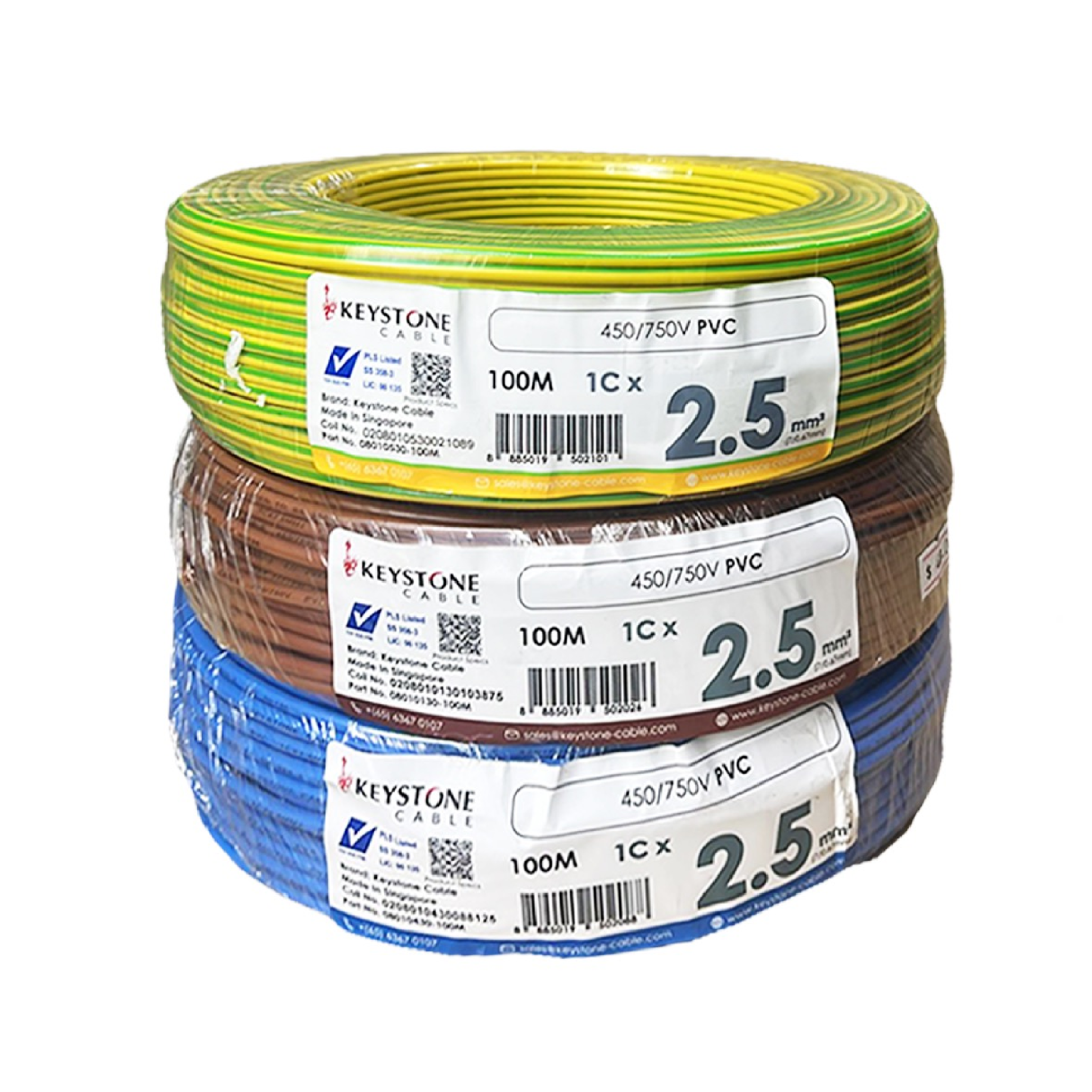 KEYSTONE PVC Insulated Non-Sheathed Cable 2.5mm2 (7/0.67mm) X 100Metres