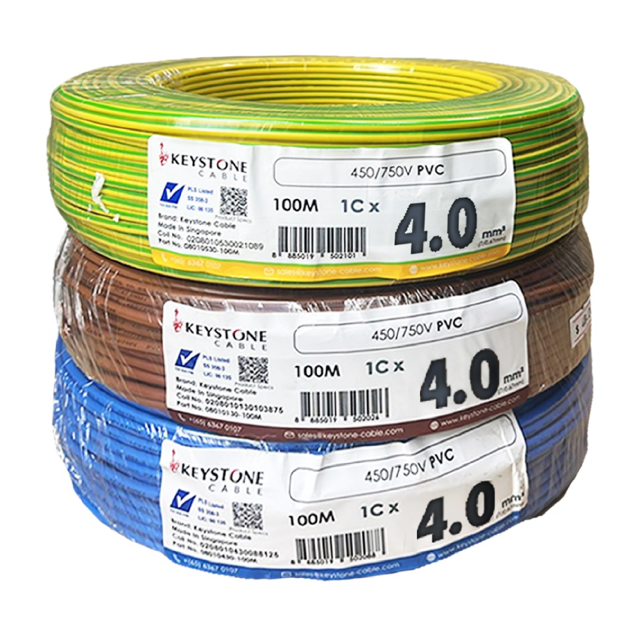 KEYSTONE PVC Insulated Non-Sheathed Cable 4.0mm2 450/750V X 100Metres
