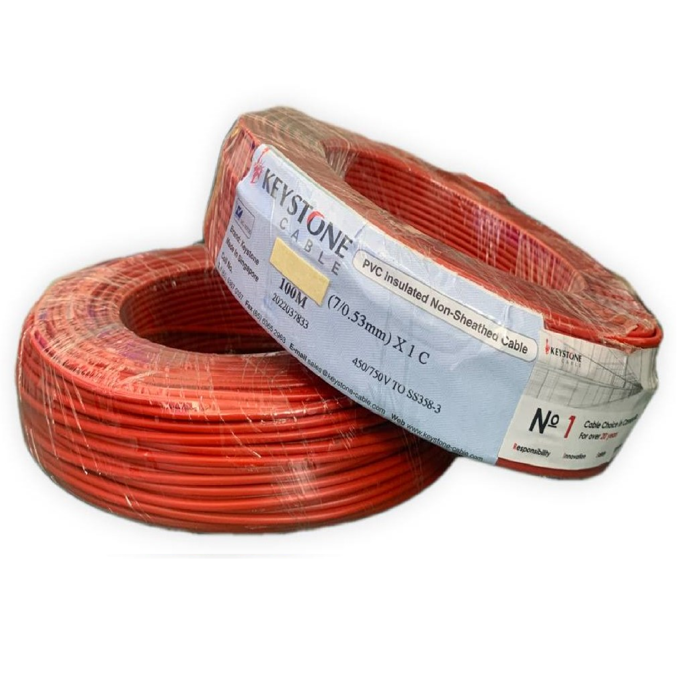 KEYSTONE RED PVC Insulated Non-Sheathed Cable 6.0mm2 450/750V X 100Metres