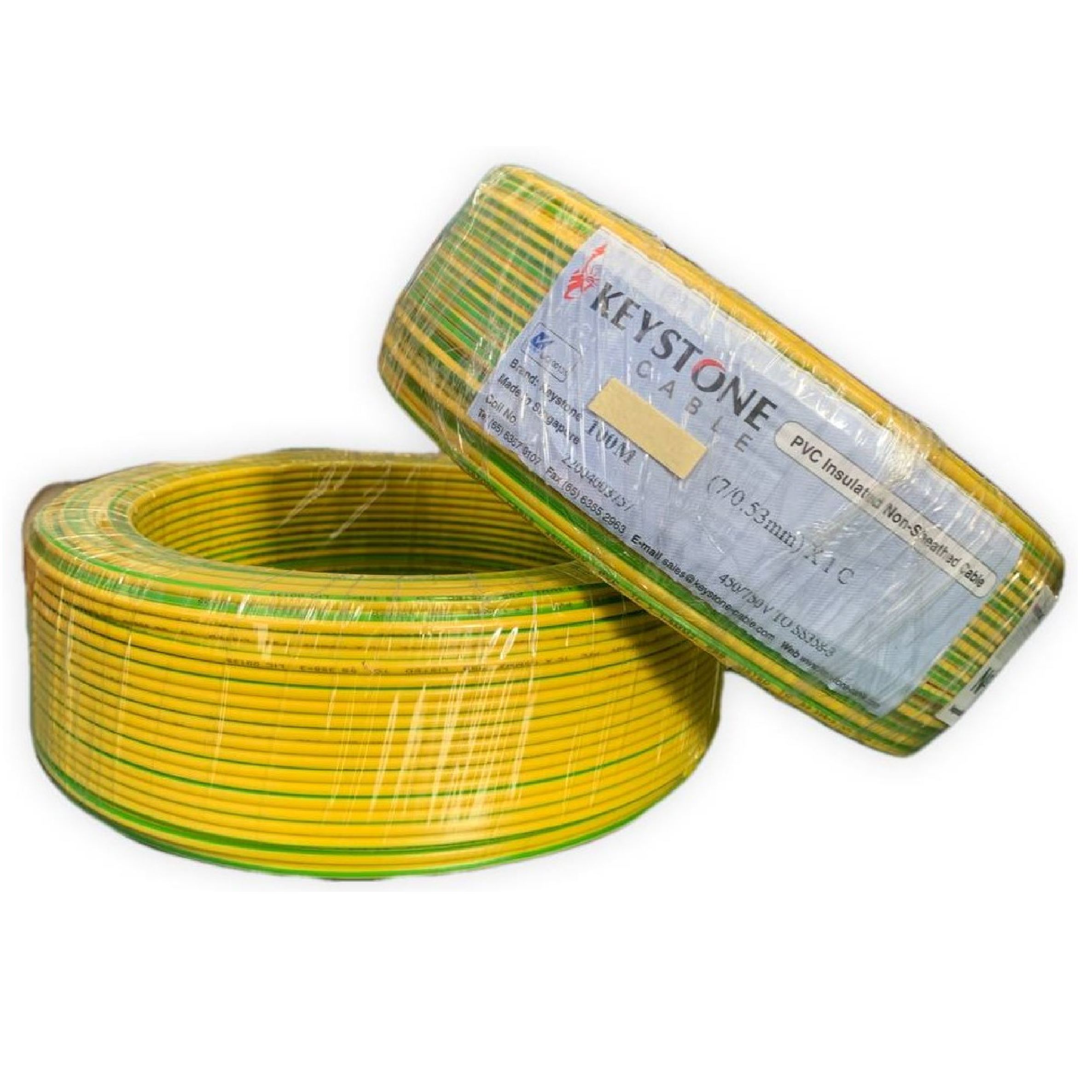 KEYSTONE YELLOW/GREEN PVC Insulated Non-Sheathed Cable 6.0mm2 450/750V ...