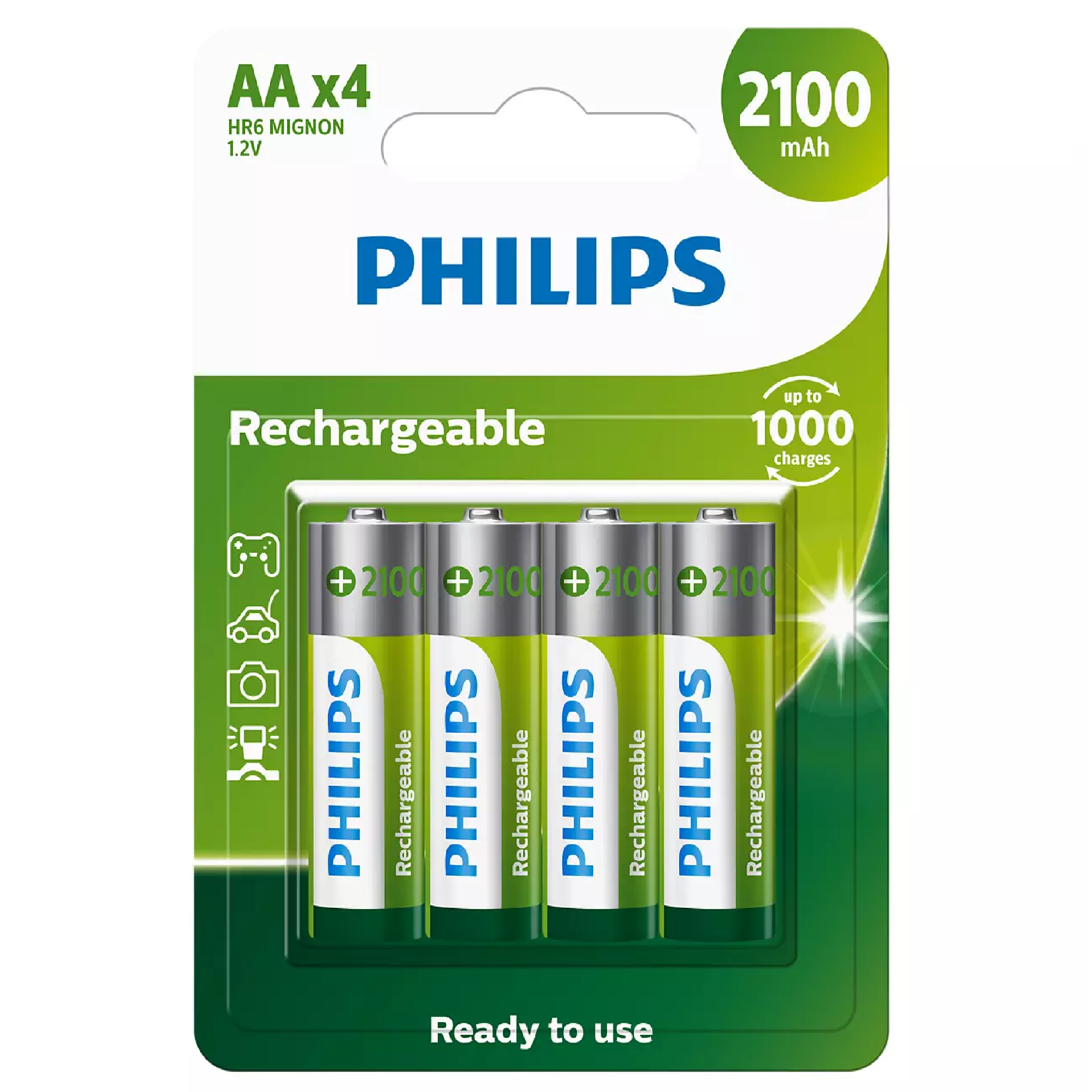 Philips 4AA 2100mAh Rechargeable Battery 4PC/PACK