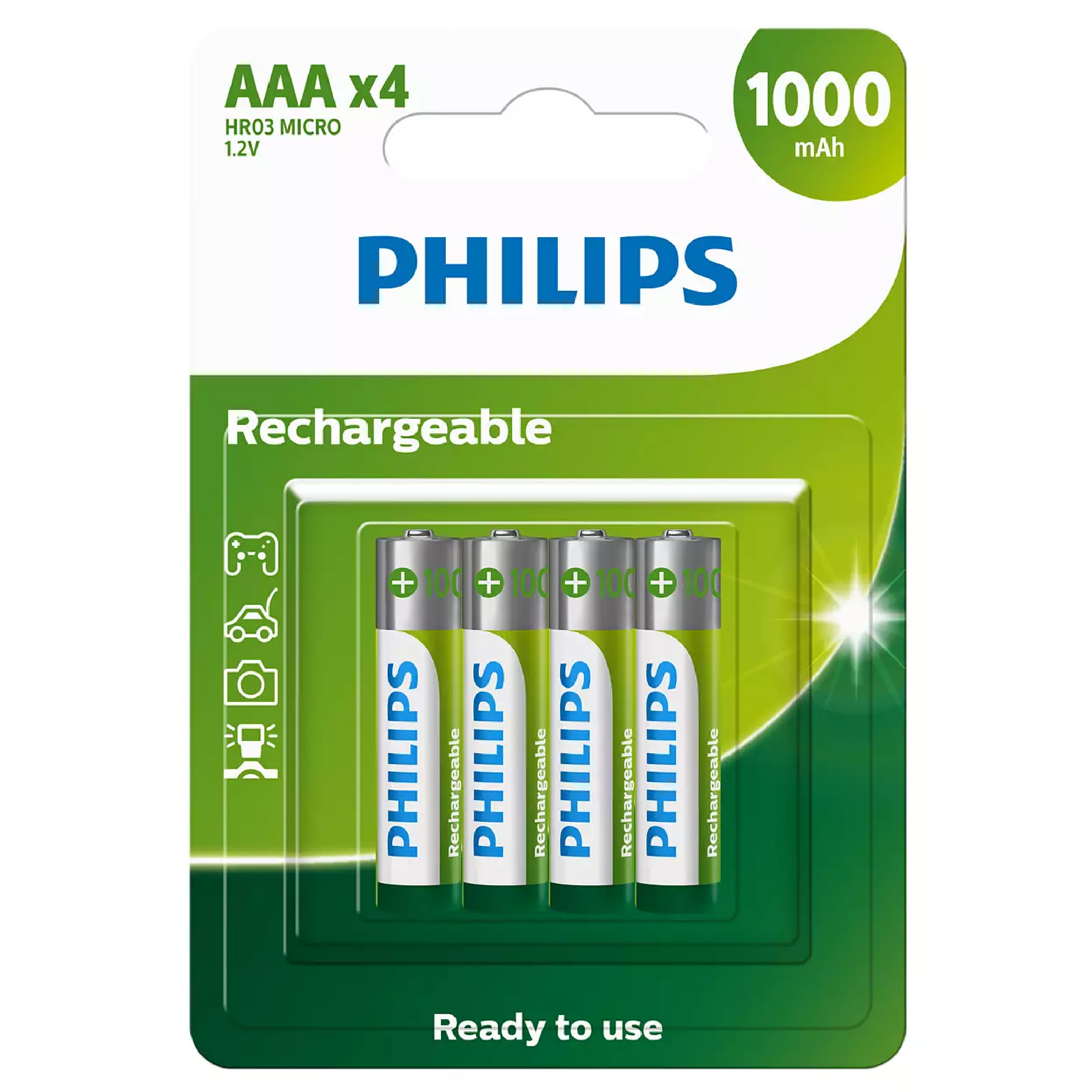 Philips 4AAA 1000mAh Rechargeable Battery 4PC/PACK