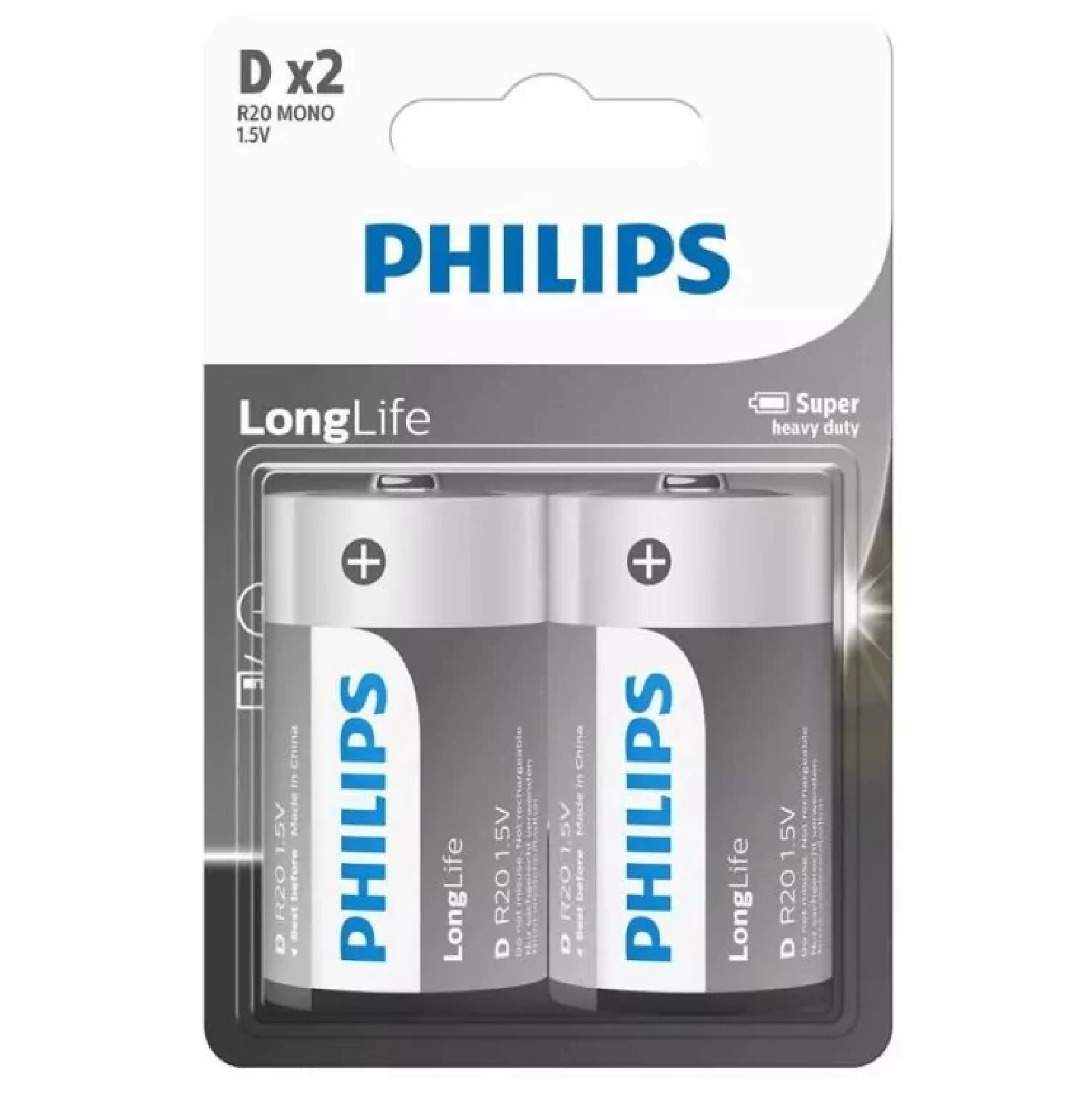 Philips 2D LONG LIFE Zinc Chloride Battery 2PC/PACK