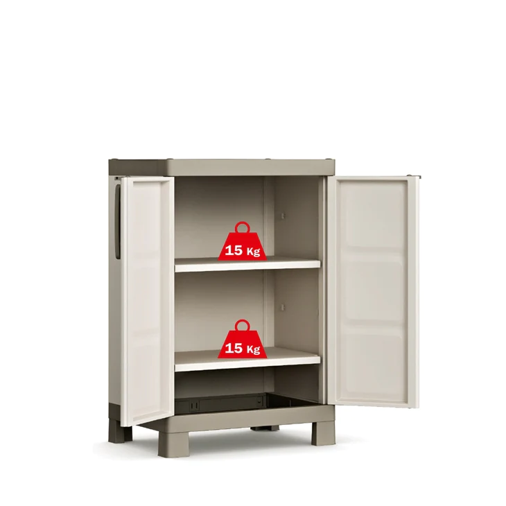 Materiaal kieskasten B176 x H80: Verrijdbare kast laag B176 x H80 cm met 4 vakken grey craft oak