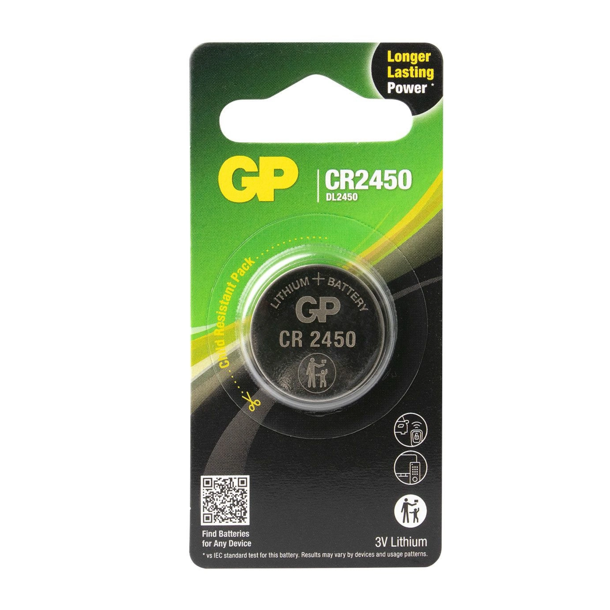 GP CR2450 Cell Lithium Battery 3V
