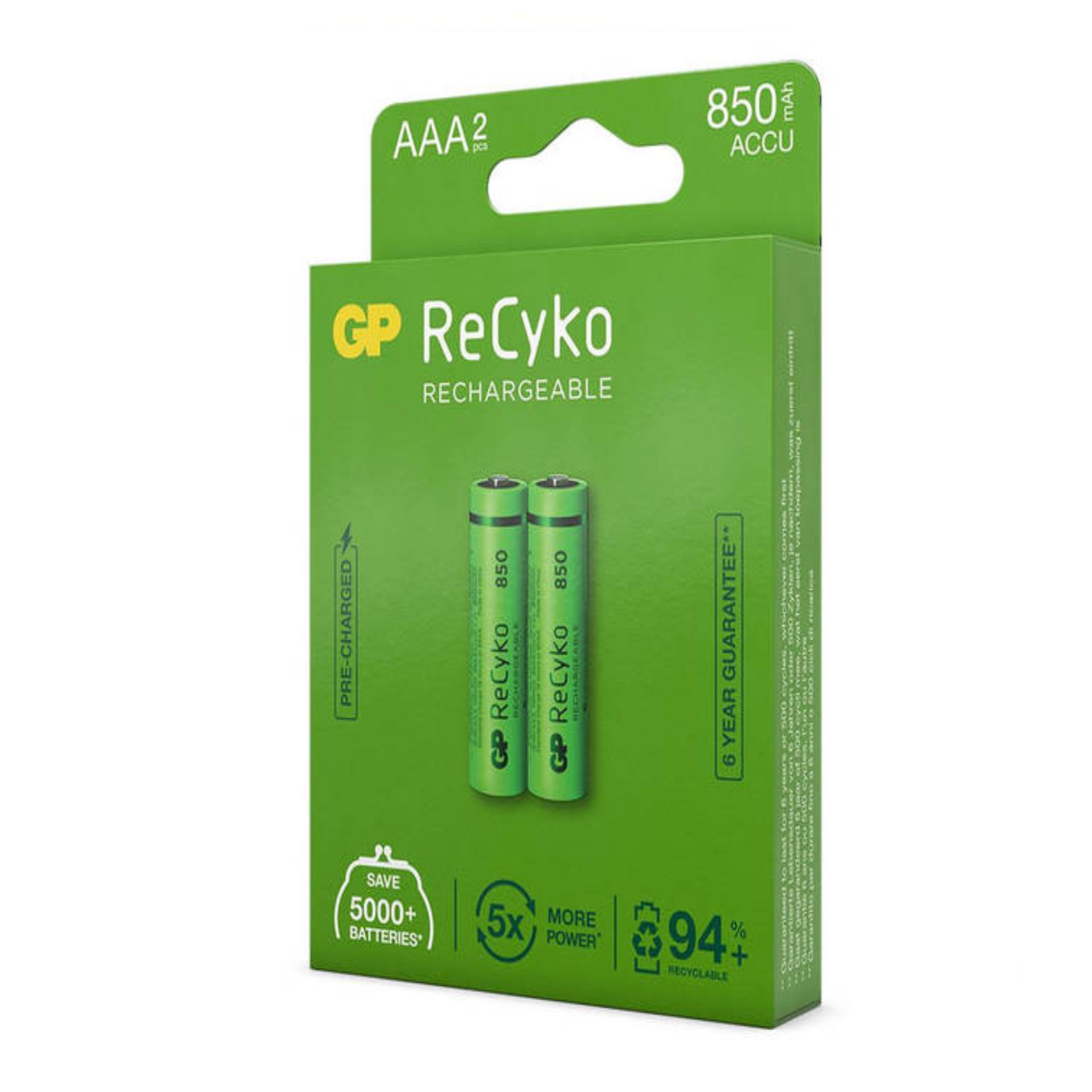 GP ReCyko Rechargeable Battery AAA 2PC/Pack 850mAh