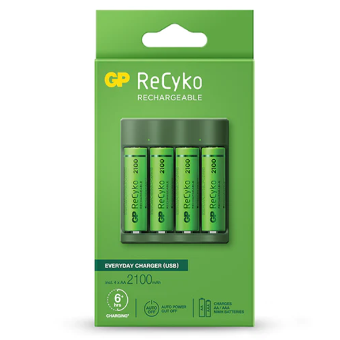 GP ReCyko USB Charger With 4 X 2100mAh AA Rechargeable Battery