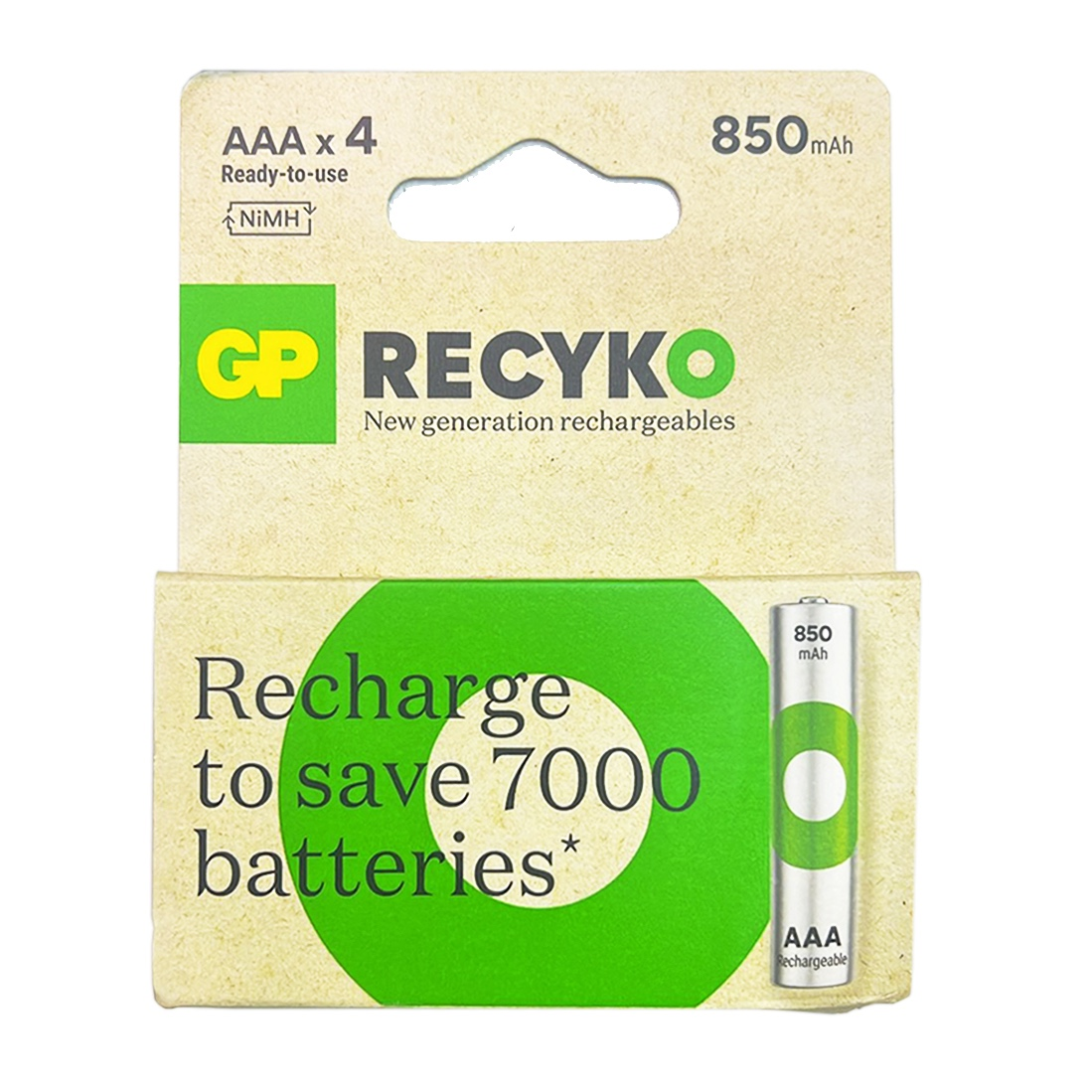 GP ReCyko Rechargeable Battery AAA 4PC/Pack 850mAh
