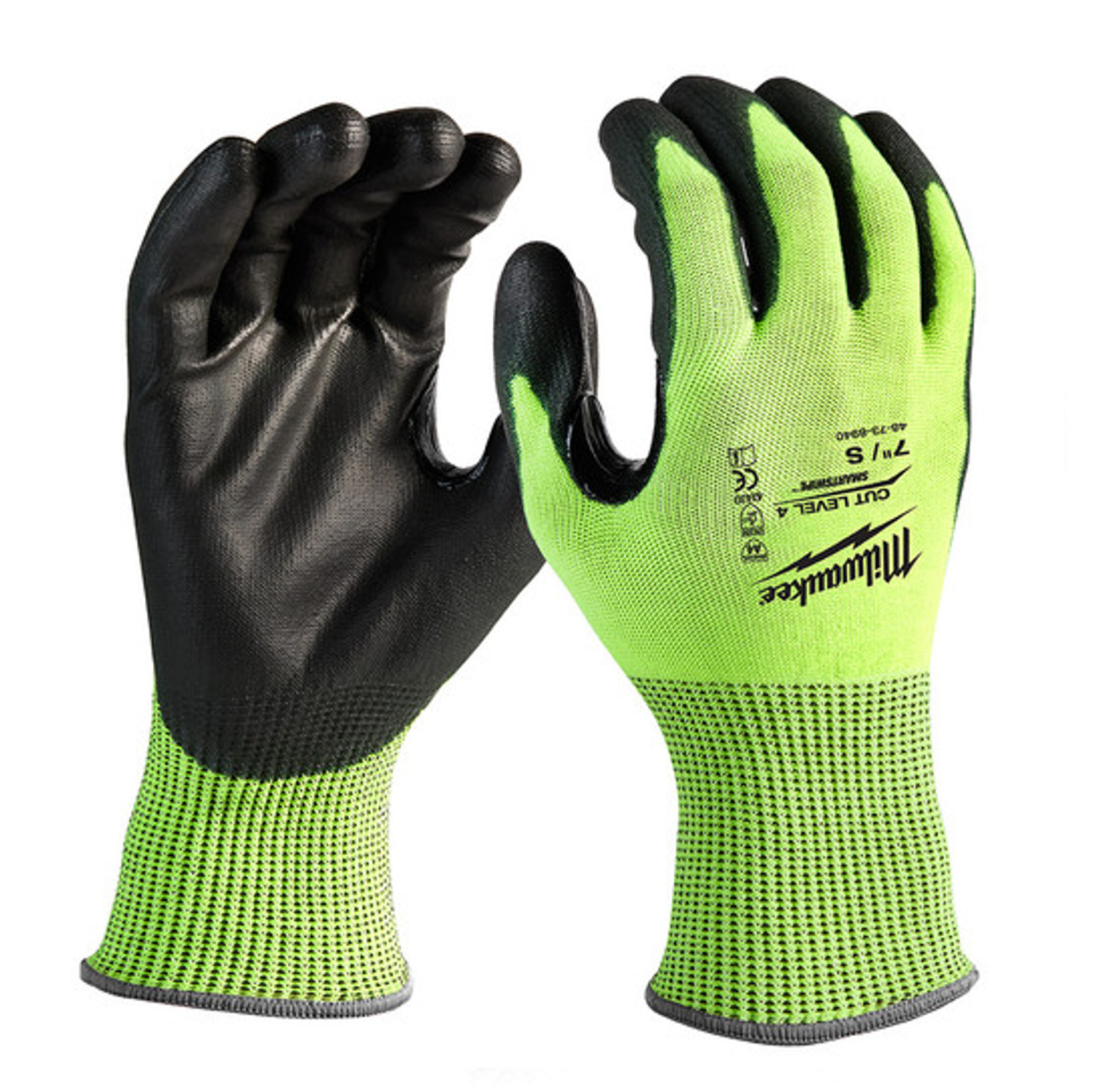 MILWAUKEE High-Visibility CUT LEVEL 4 POLYURETHANE Dipped Gloves
