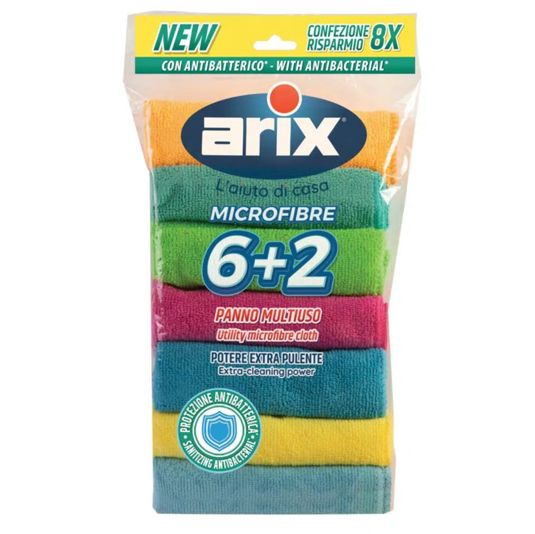ARIX ANTI-BACTERIAL MULTIPURPOSE Microfibre Cloth 8PC/PACK