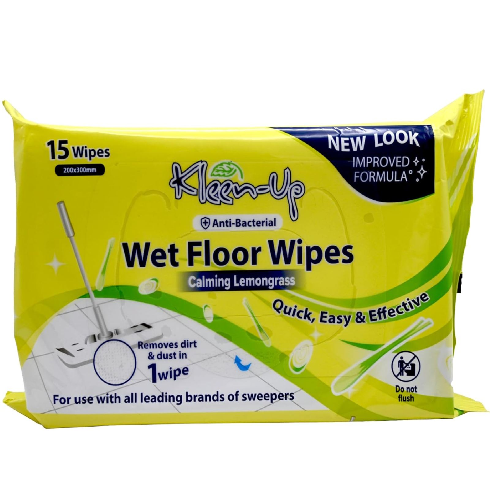 KLEEN-UP Wet Floor Wipes 15s LEMONGRASS