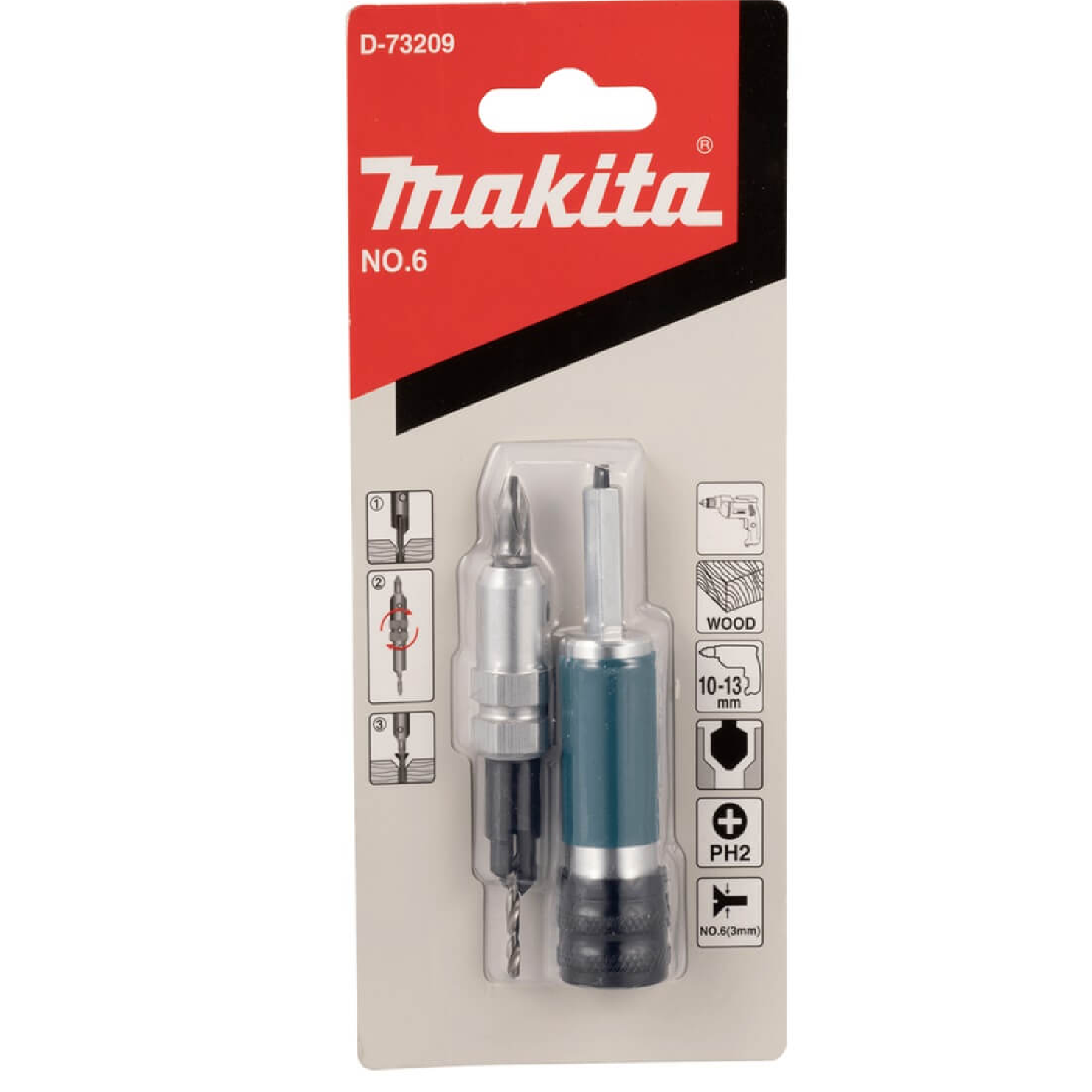 Makita Multi-Function DRILL, COUNTERSINKING & DRIVER BIT PH2 6 X 55MM D-73209