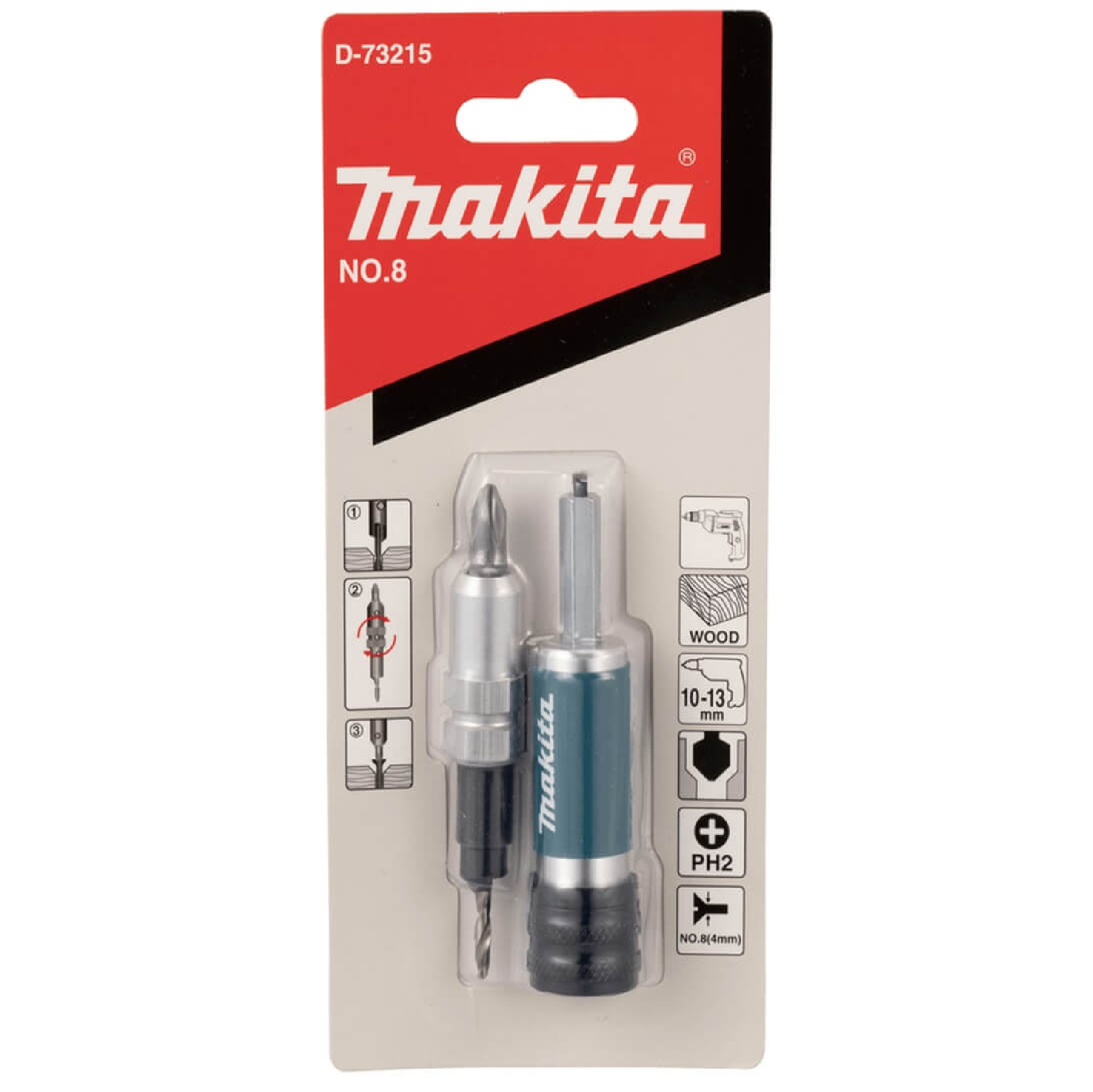 Makita Multi-Function DRILL, COUNTERSINKING & DRIVER BIT PH2 8 X 55MM D-73215