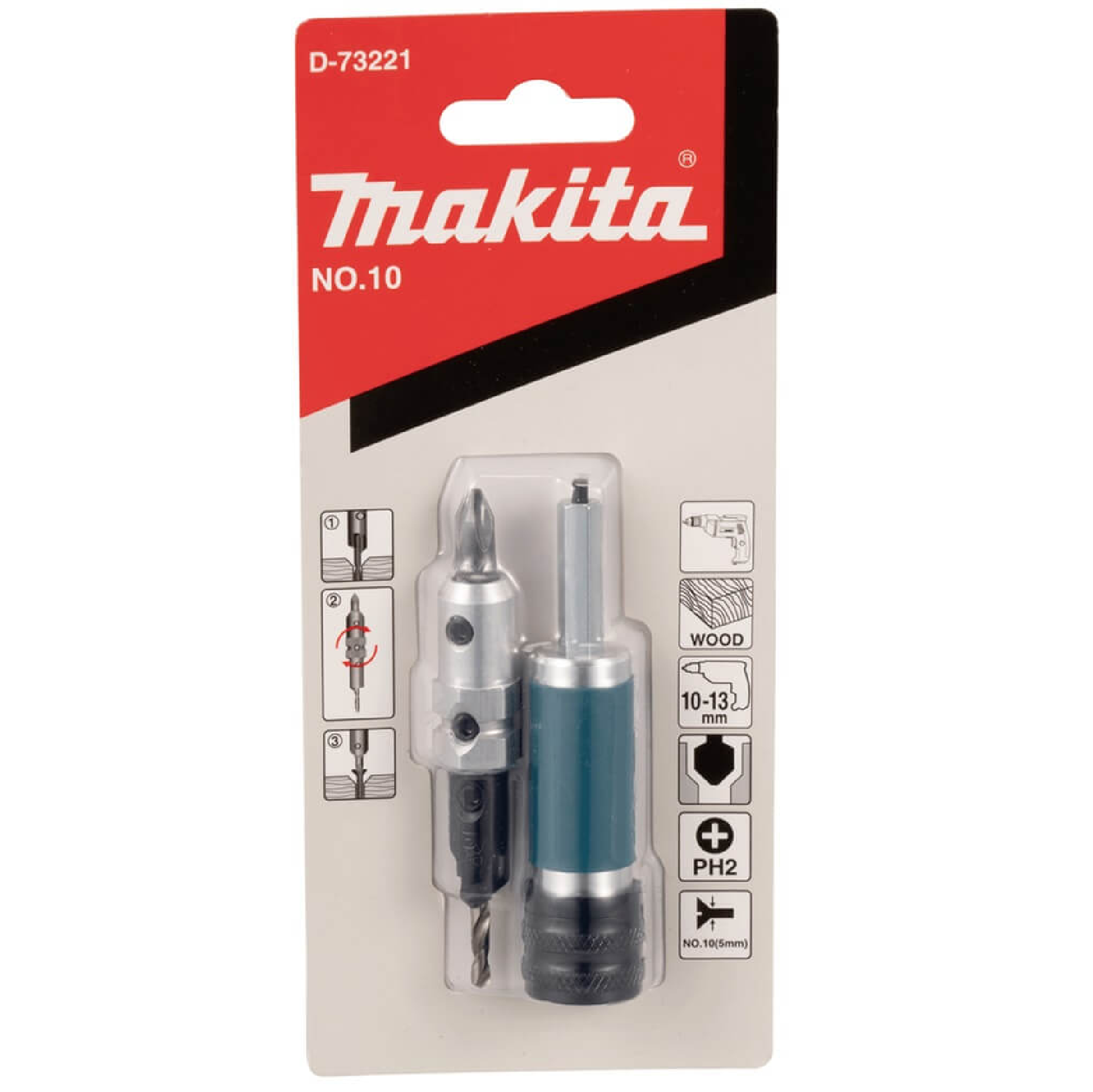 Makita Multi-Function DRILL, COUNTERSINKING & DRIVER BIT PH2 10 X 55MM D-73215