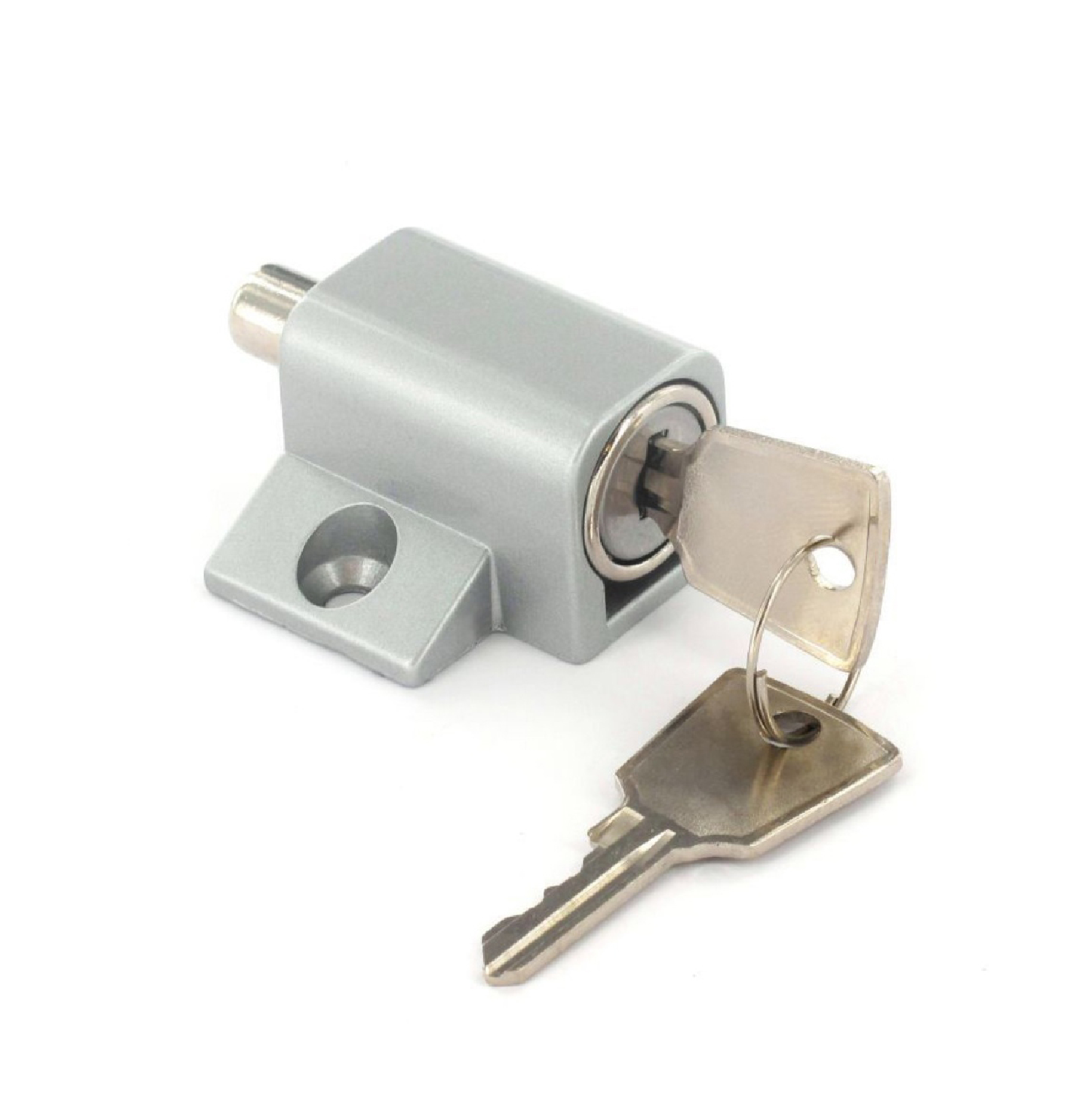 HardwareCity Patio Sliding Door & Window PUSH LOCK With Key SILVER