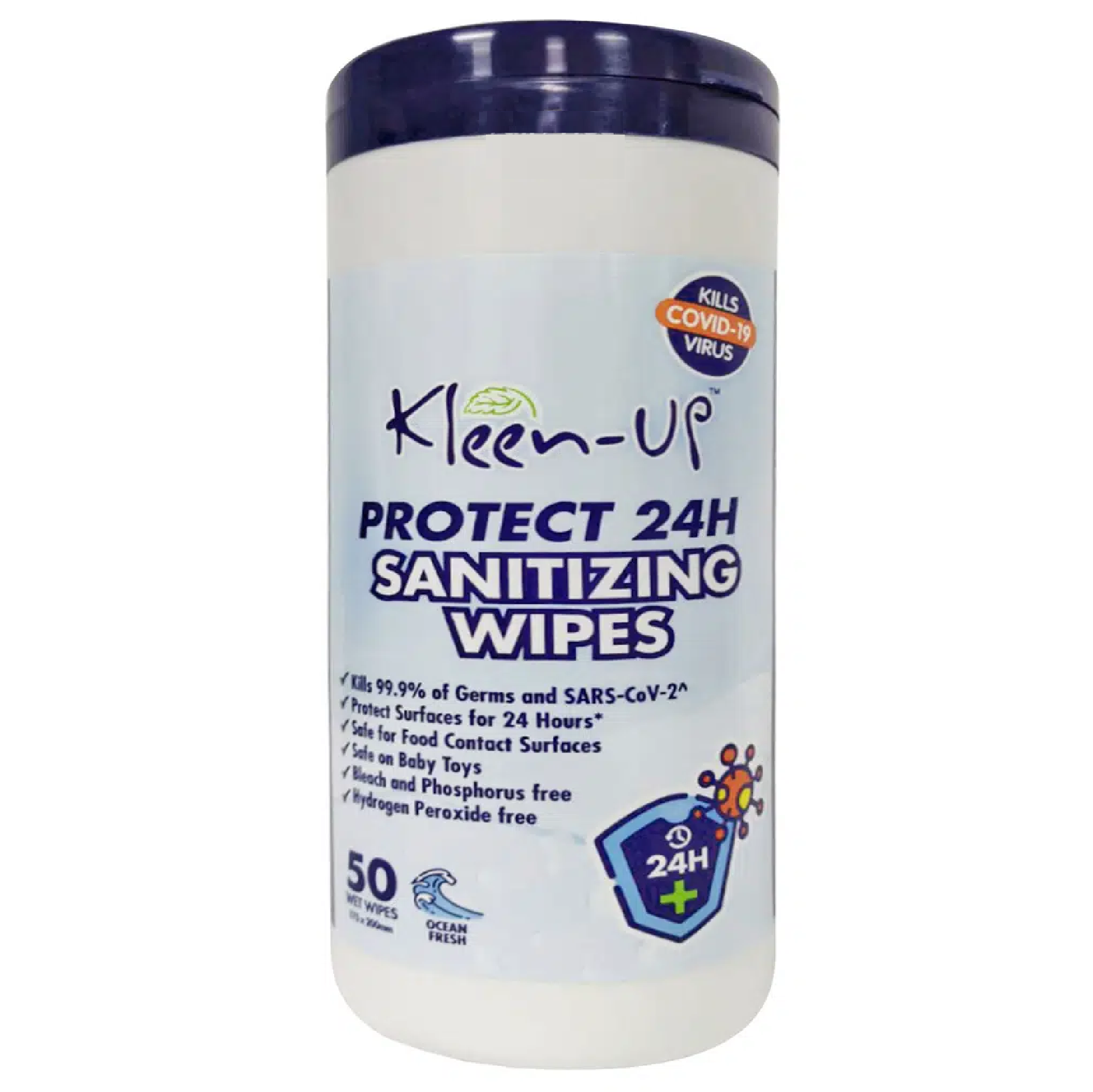 KLEEN-UP PROTECT 24H Sanitizing Wipes 50 SHEETS/TUB