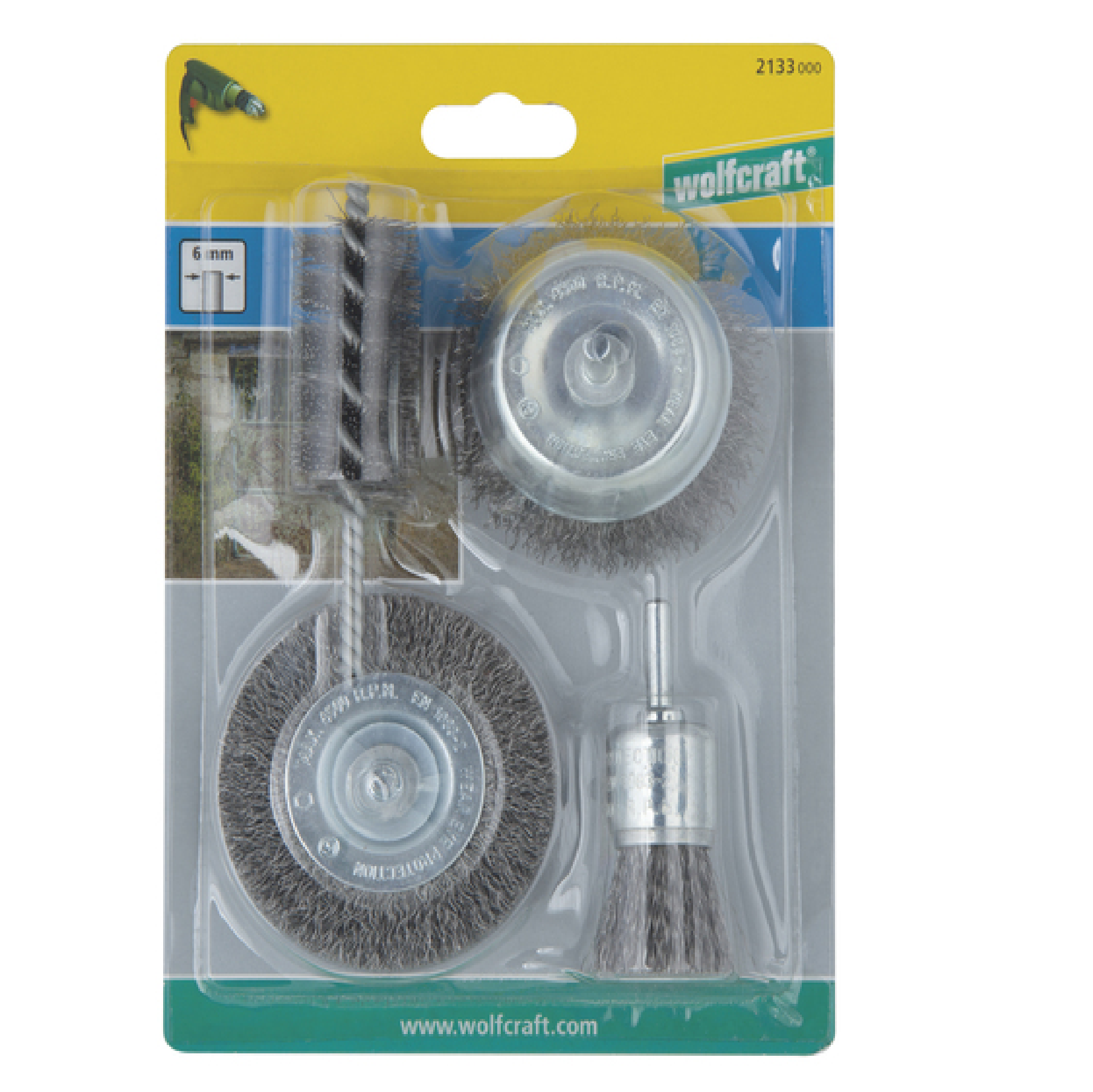 Wolfcraft 2133000 Steel Wire Brush Set