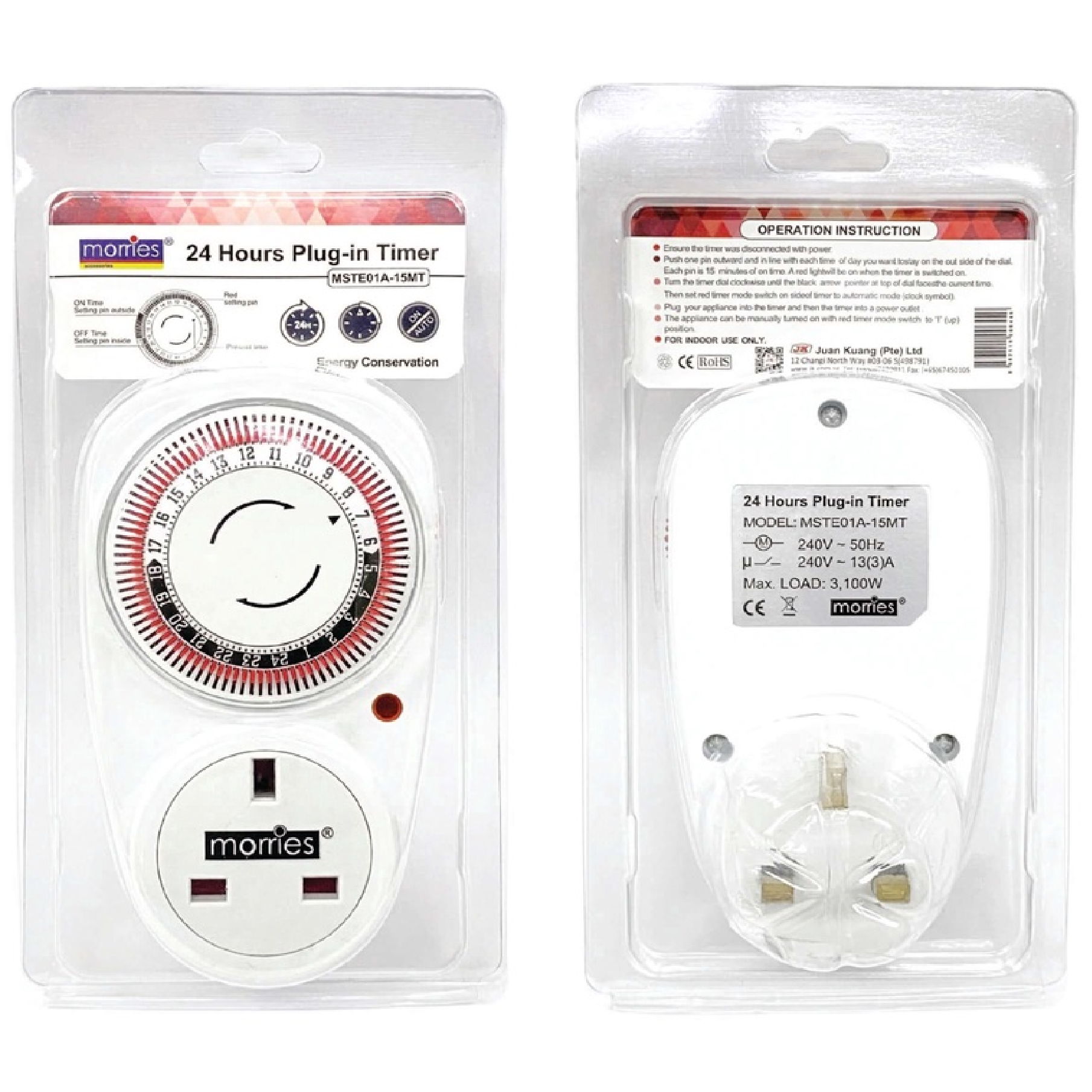 Morries 24 HOURS 13A Timer MS TE-01A-15MT