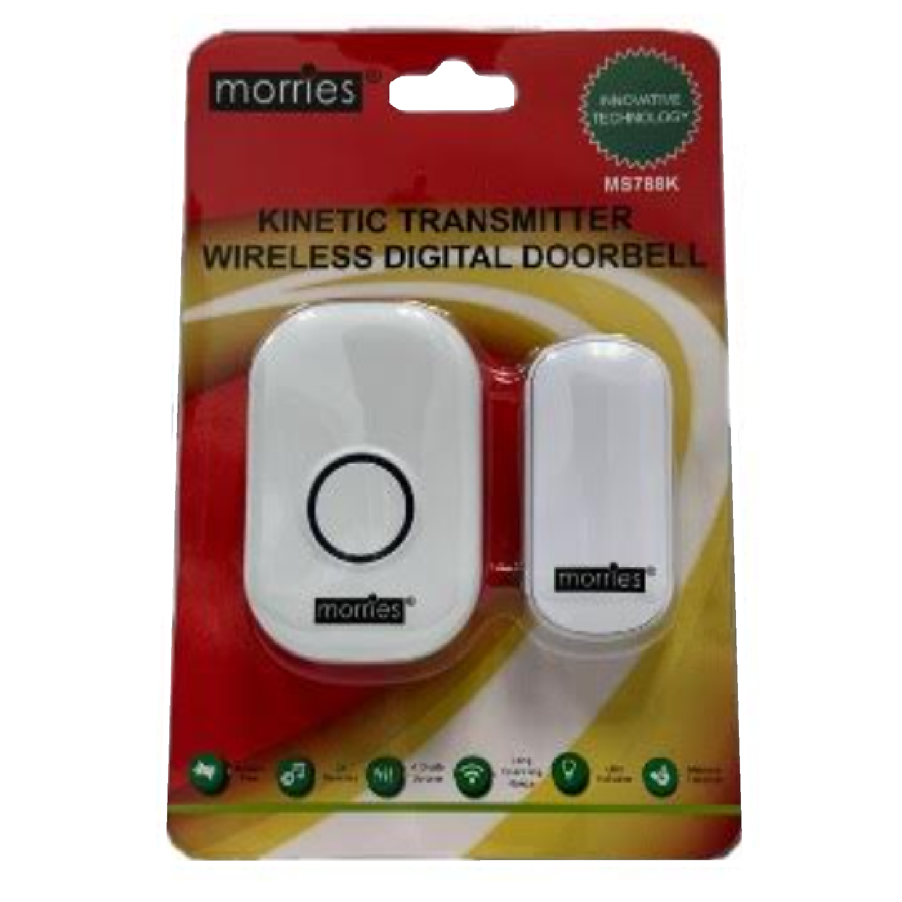 Morries Kinetic WIRELESS Door Bell UK PLUG MS788K