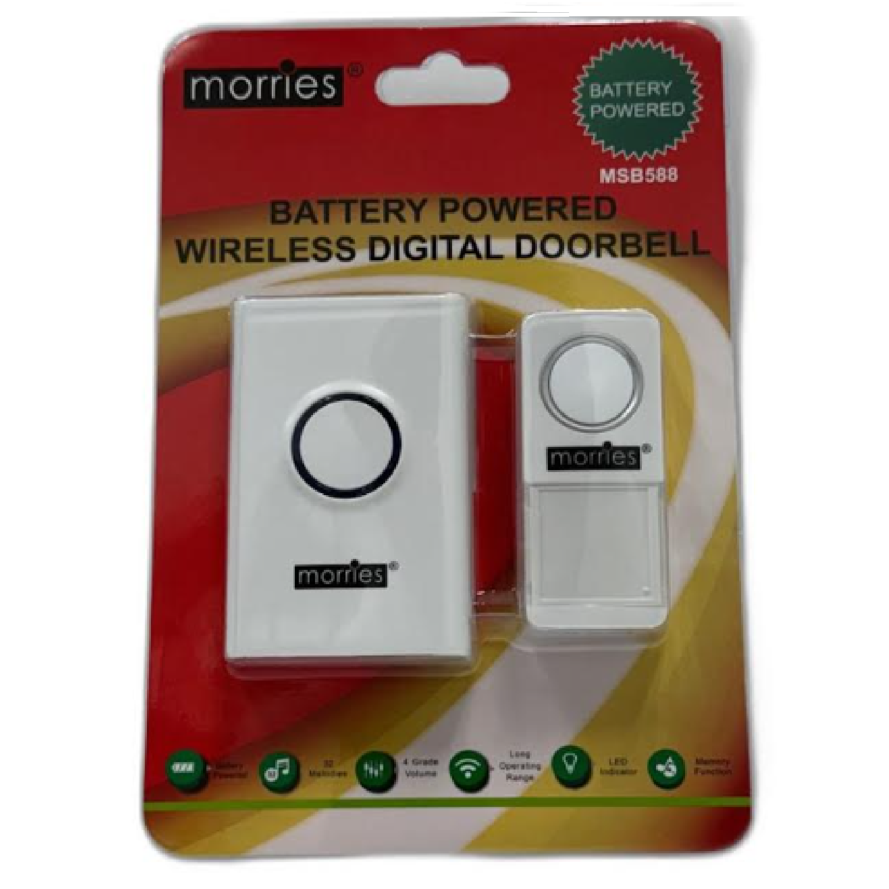 Morries WIRELESS Door Bell UK PLUG MSB588