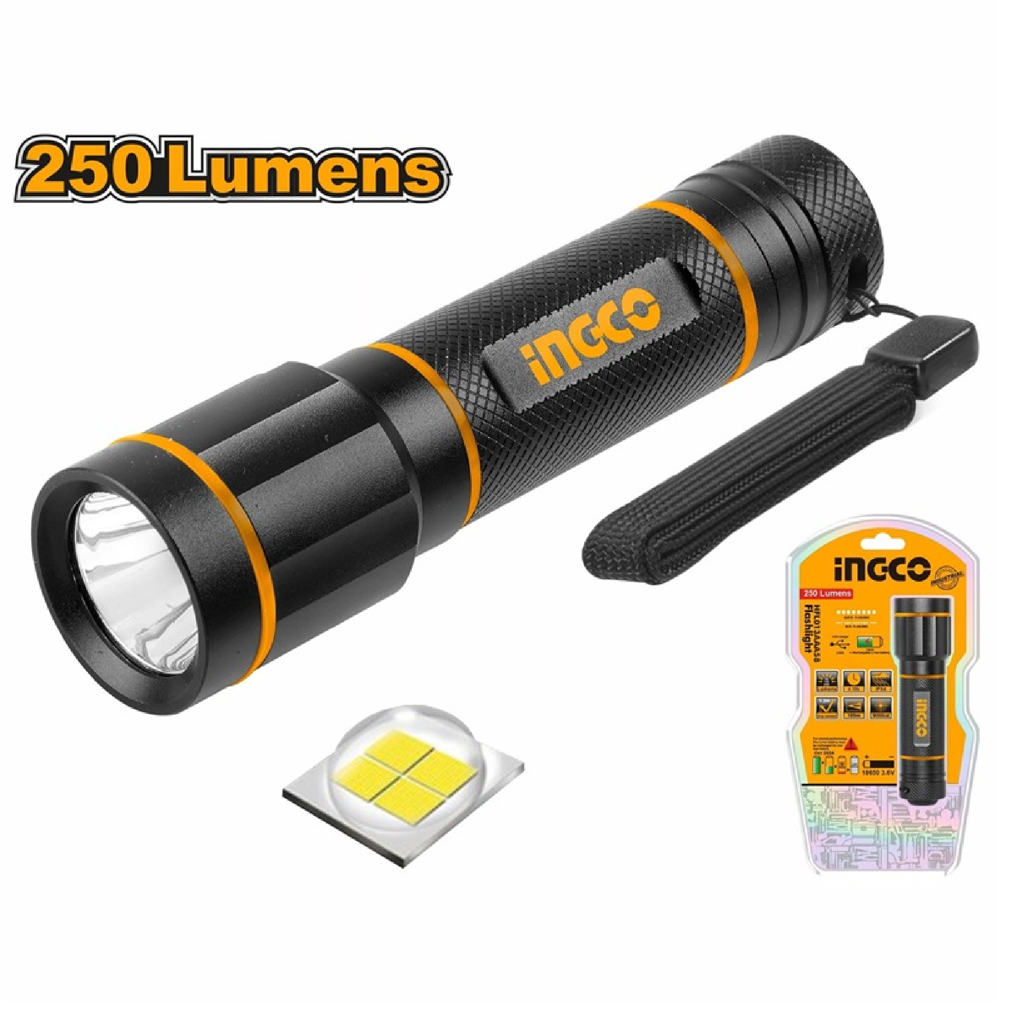 INGCO LED Flashlight 250 LUMENS HFL013AAA58