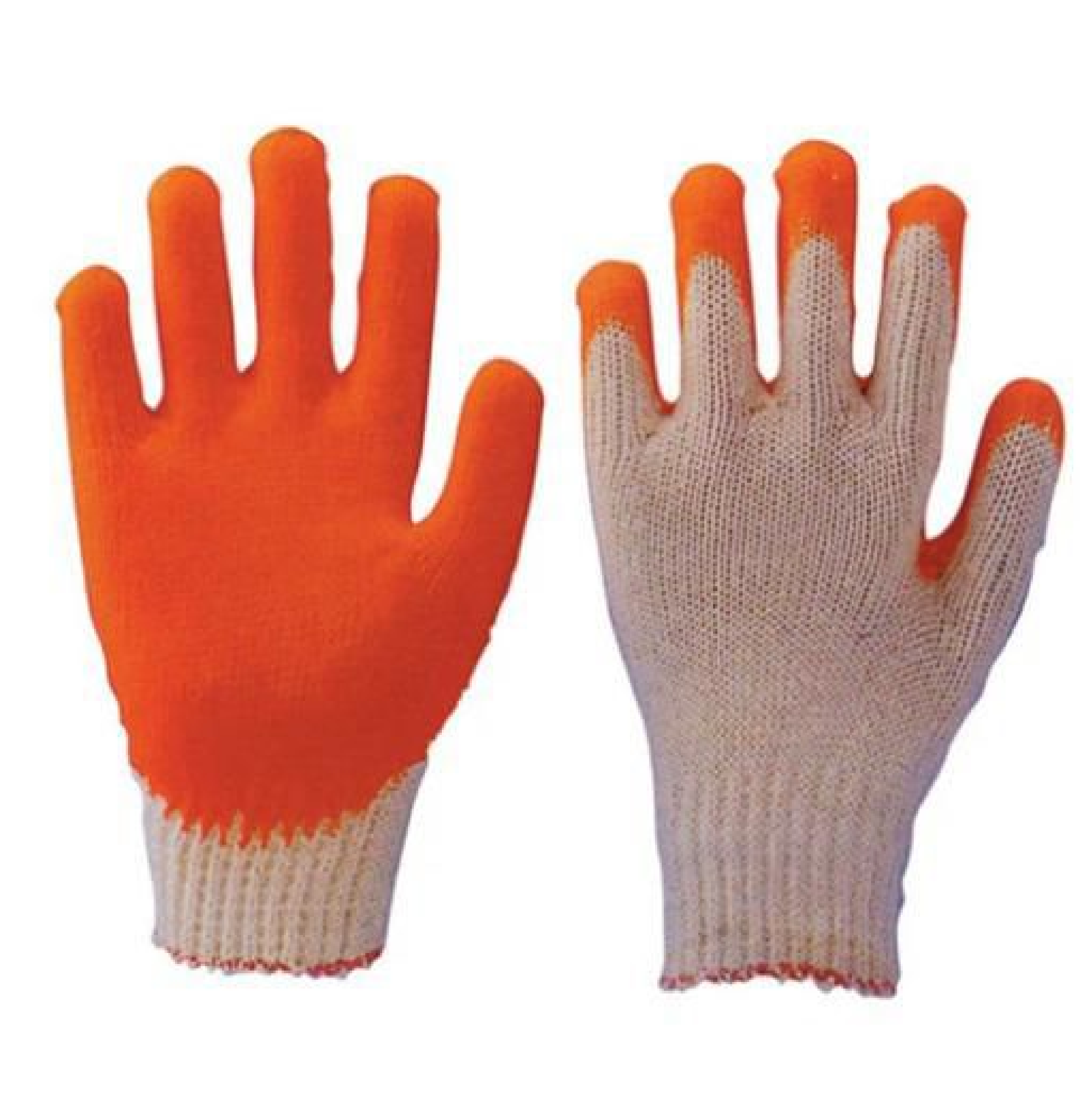 ECONOMY ORANGE Rubber Coated Cotton Gloves With PALM GRIP DOZEN