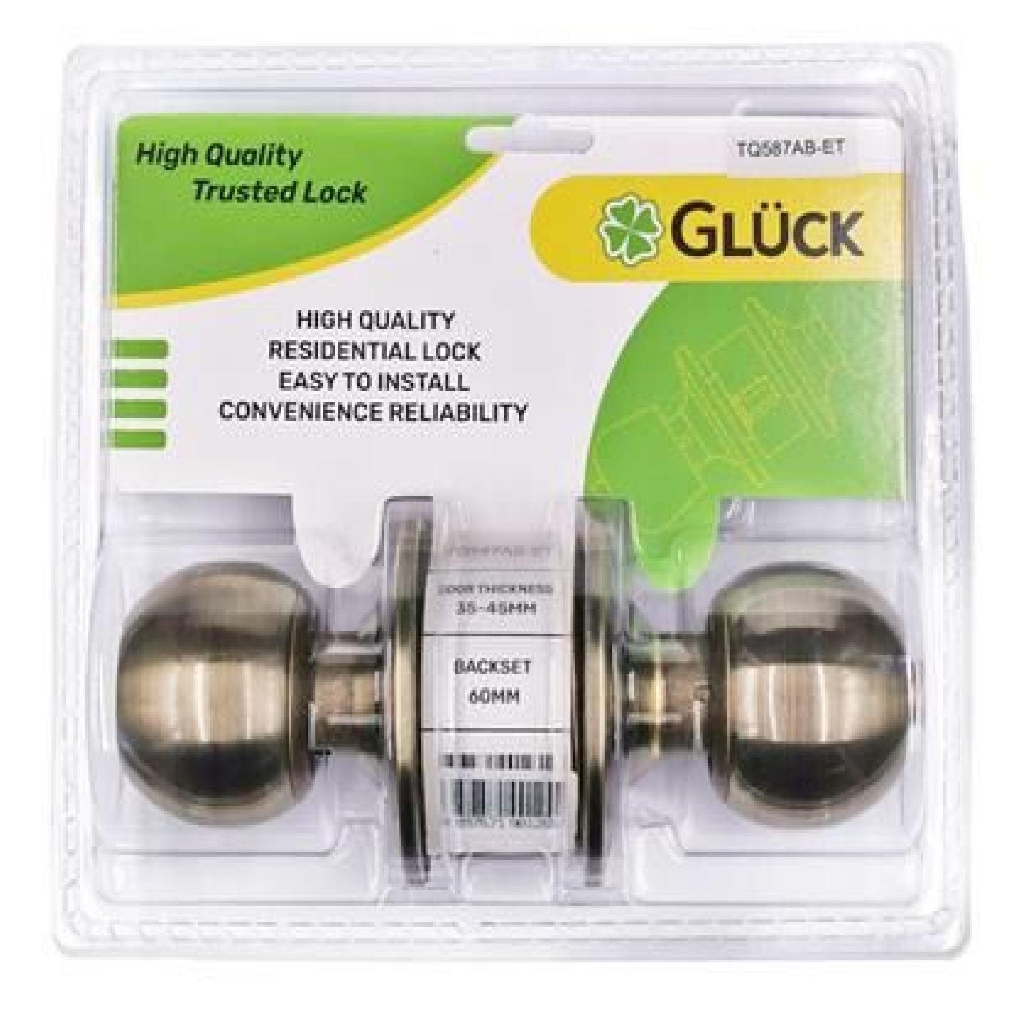 GLUCK Cylinder Entrance Lock Set ANTIQUE BRASS